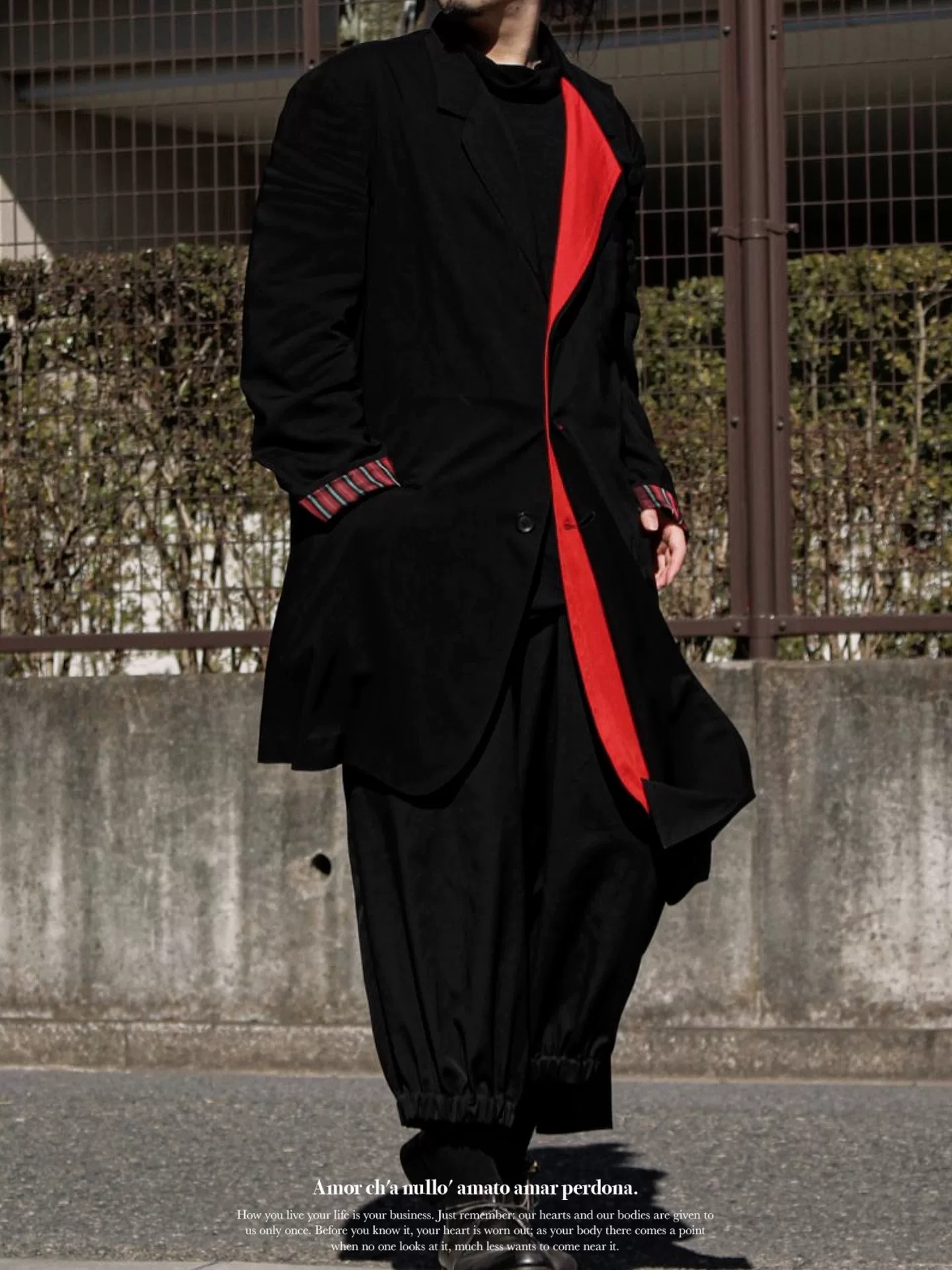 Yohji Yamamoto 22ss Red Black Double Coat — label