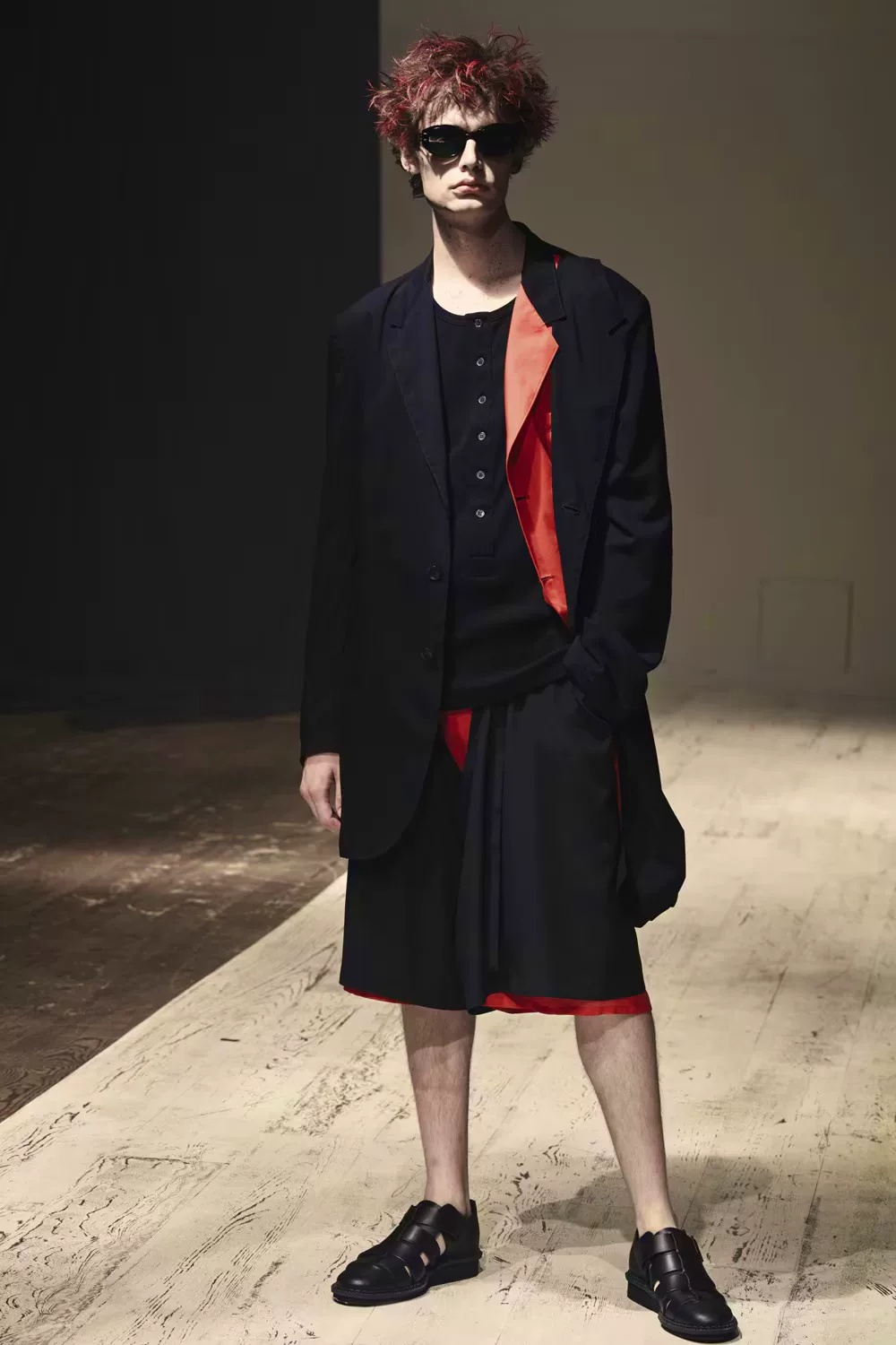 Yohji Yamamoto 22ss Red Black Double Coat — detail