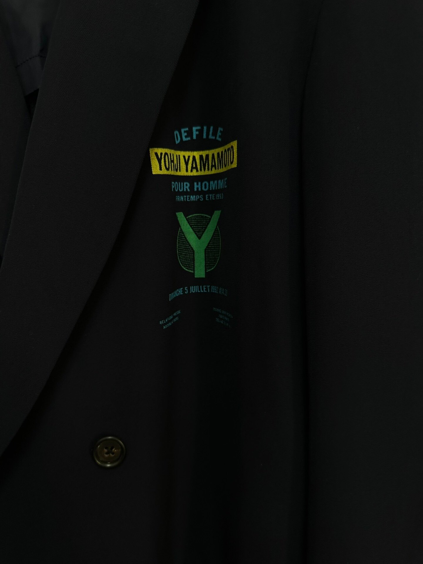 Yohji Yamamoto 93SS Double-Breasted Coat — label