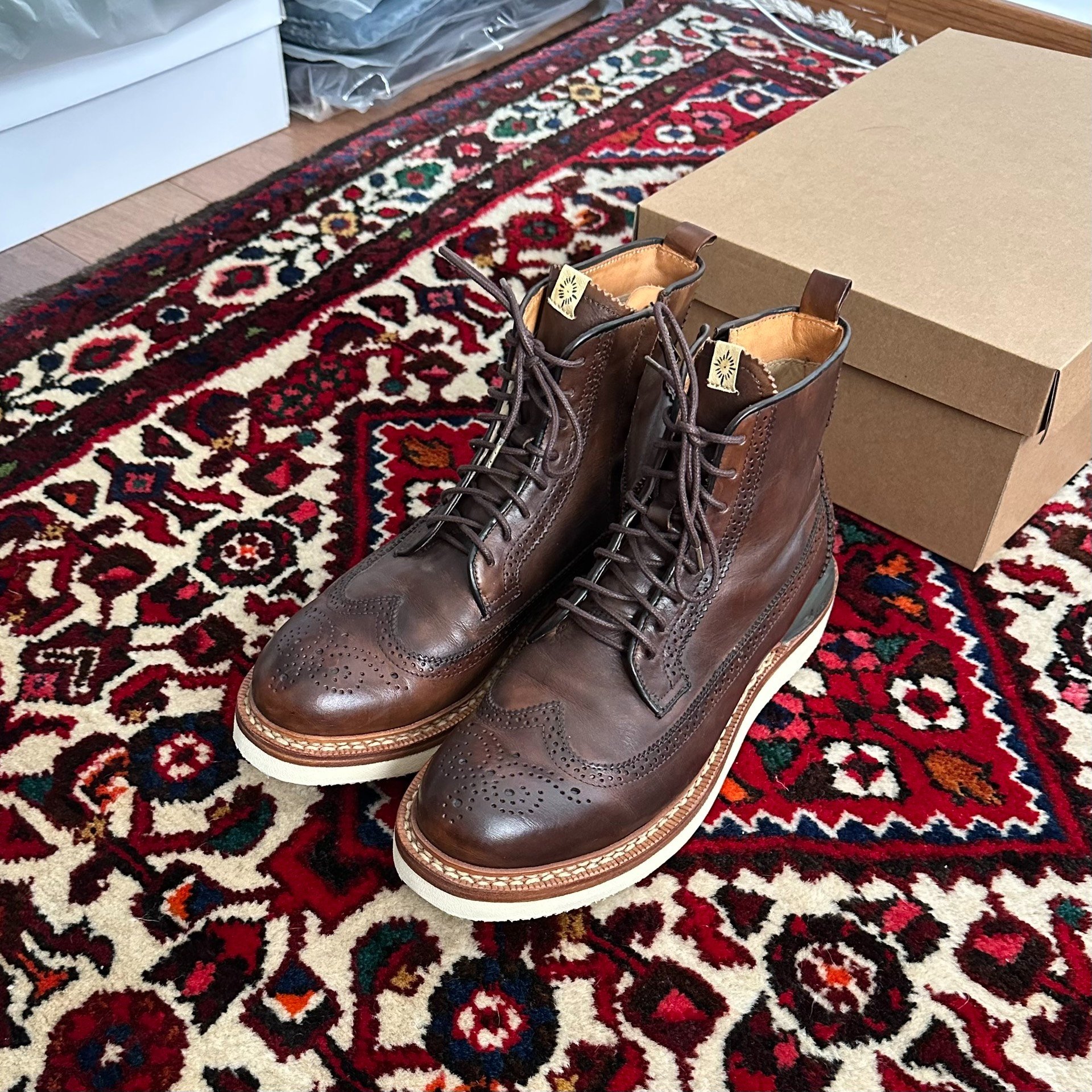 visvim 12AW PATRICIAN DK.BROWN Brogue Boots — front