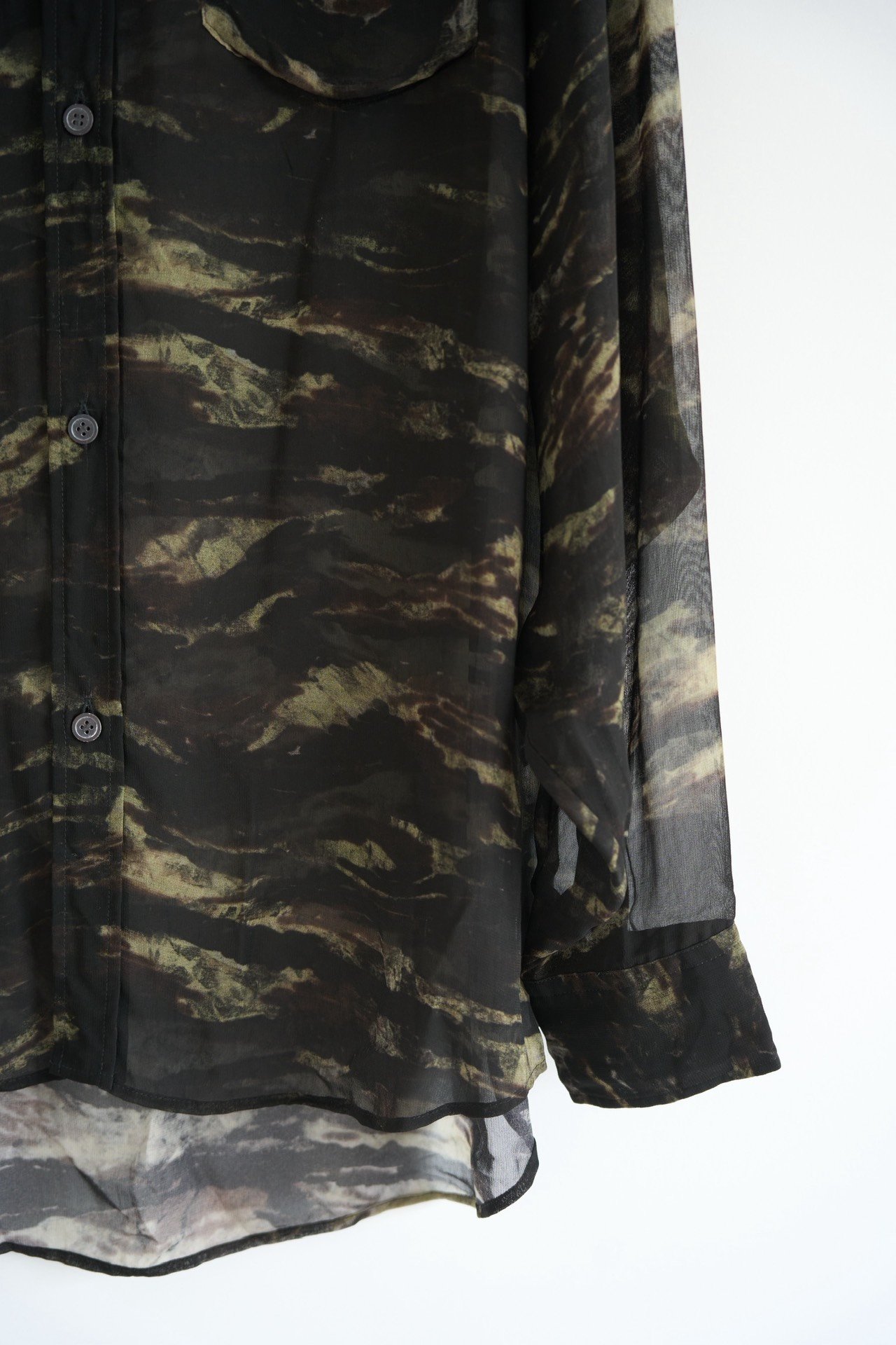 Yohji Yamamoto 24SS Cupro Semi-Transparent Floral Shirt — back