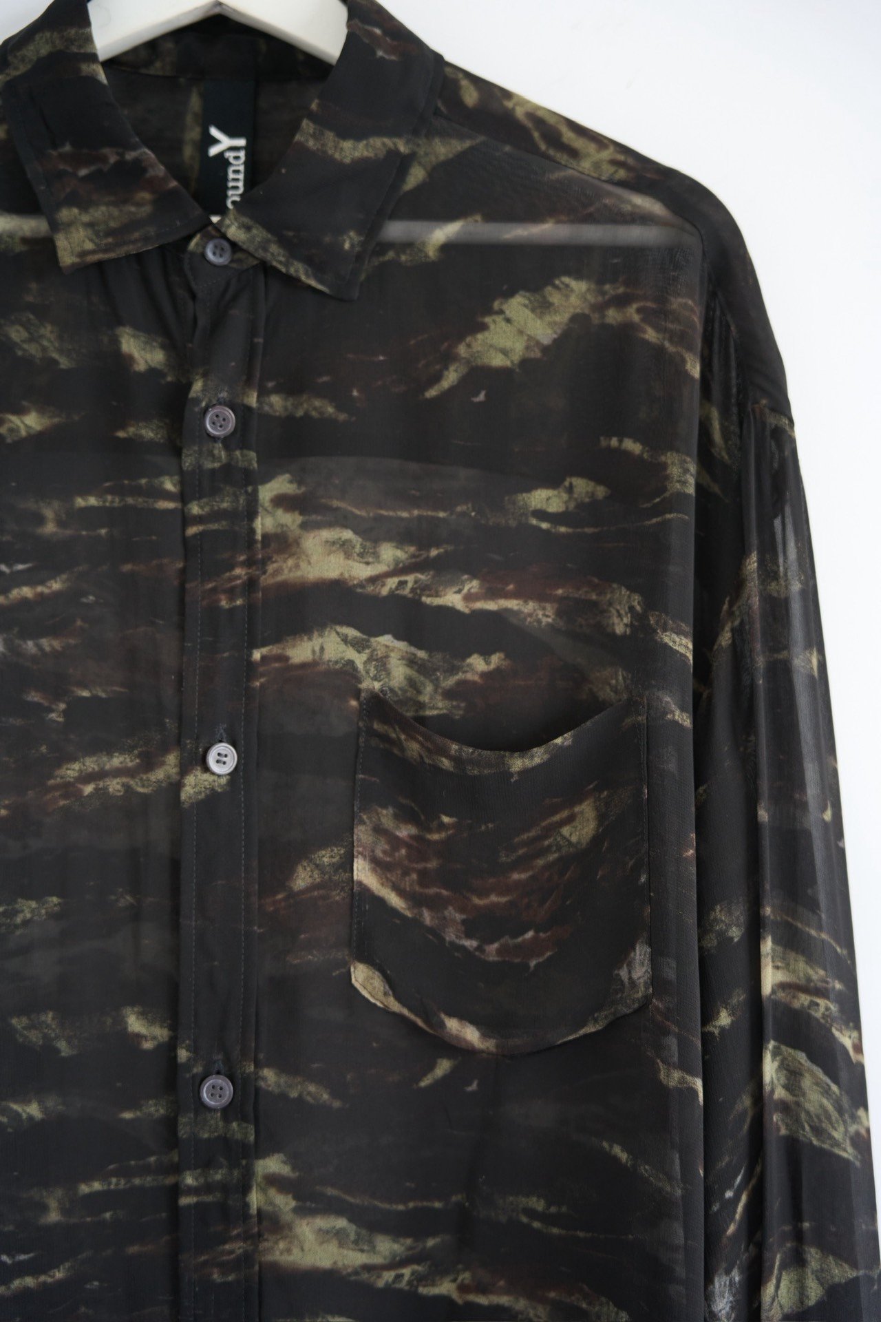 Yohji Yamamoto 24SS Cupro Semi-Transparent Floral Shirt — detail