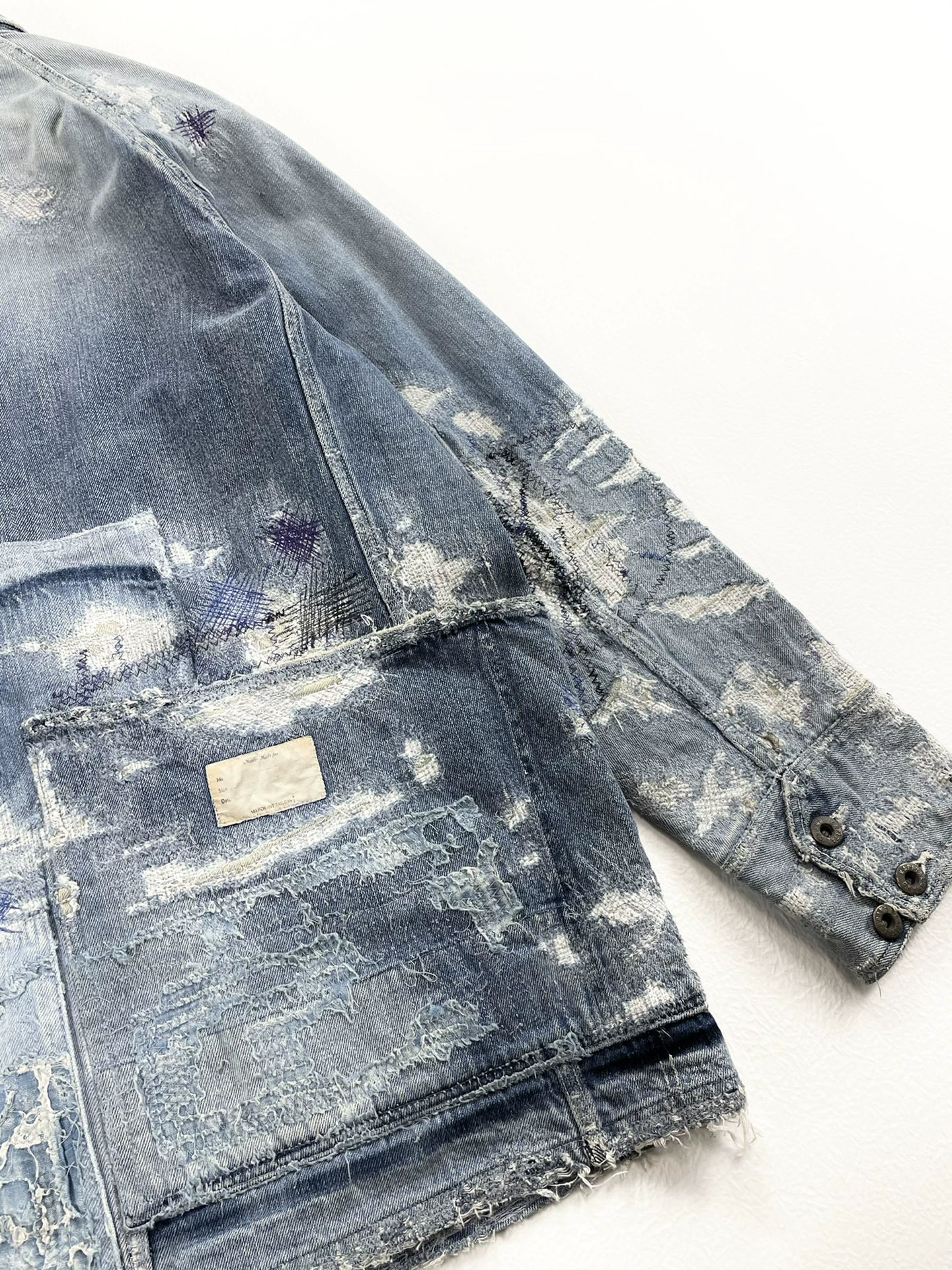 Kapital Boro Distressed Denim Coverall — label