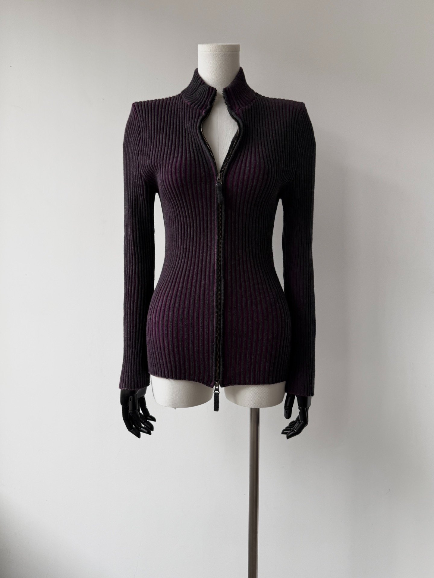 Jean Paul Gaultier Purple Zip Knit Cardigan — back