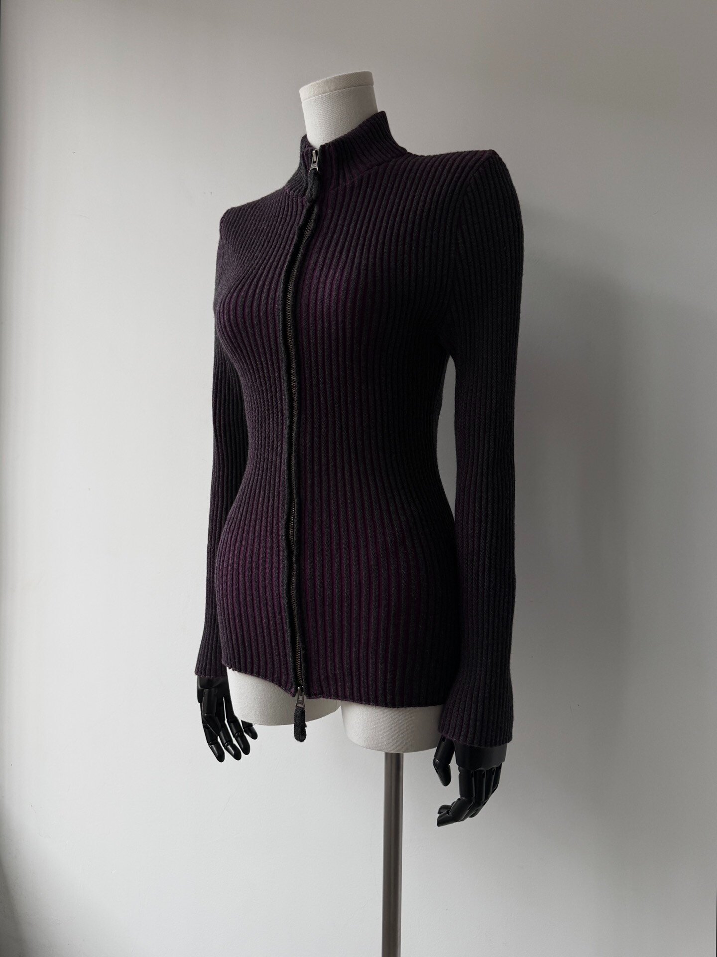 Jean Paul Gaultier Purple Zip Knit Cardigan — front