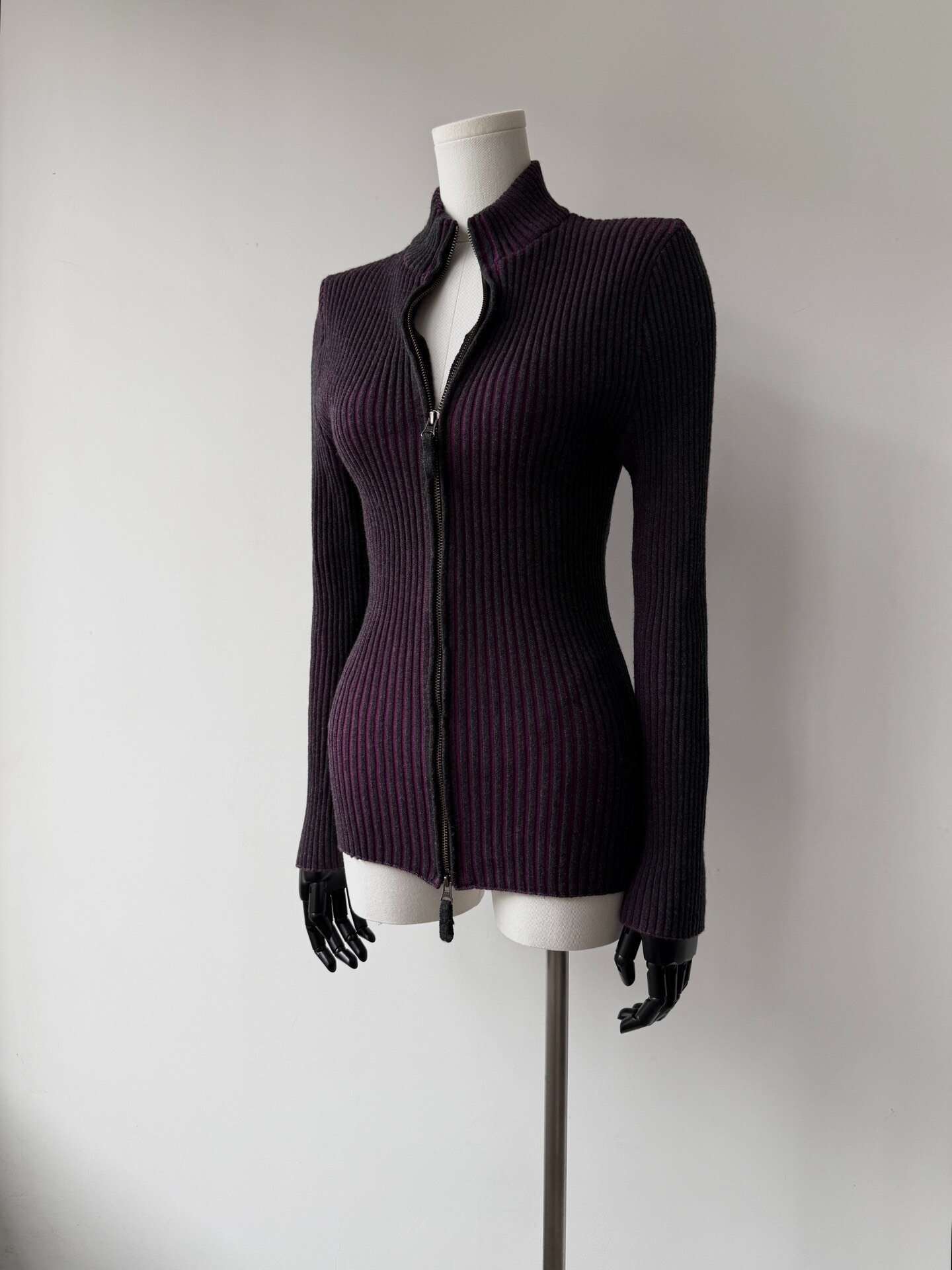 Jean Paul Gaultier Purple Zip Knit Cardigan — label