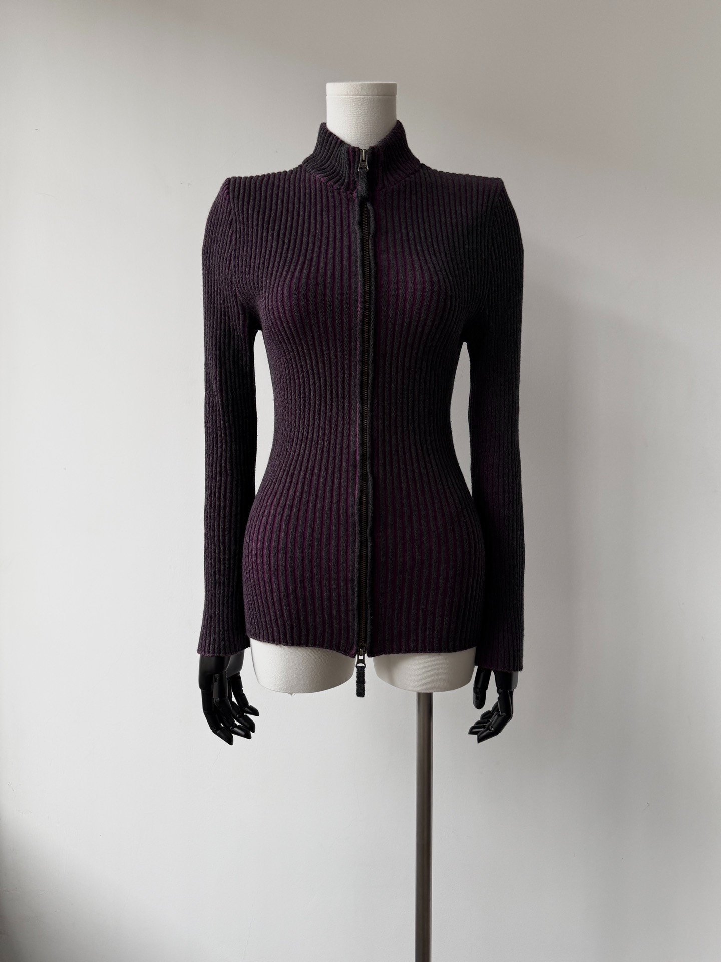 Jean Paul Gaultier Purple Zip Knit Cardigan