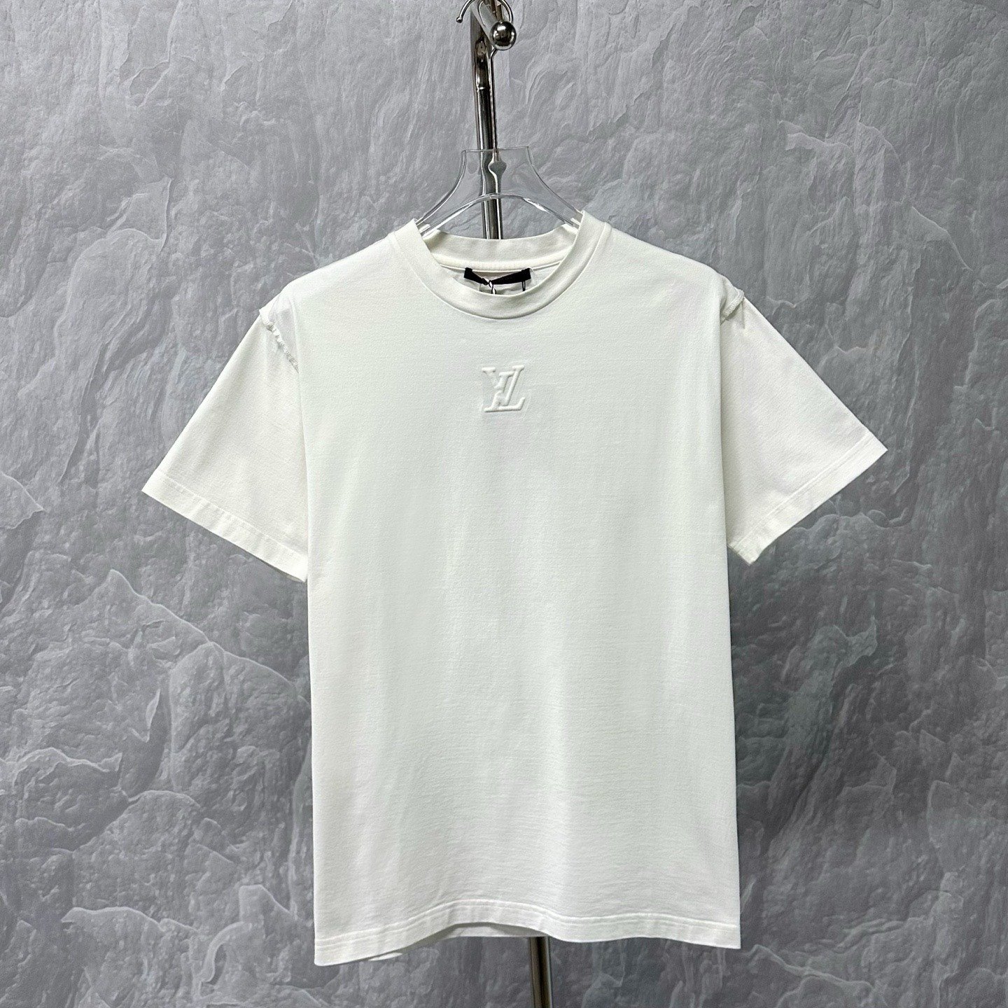 Louis Vuitton White Embossed Short-Sleeve T-Shirt