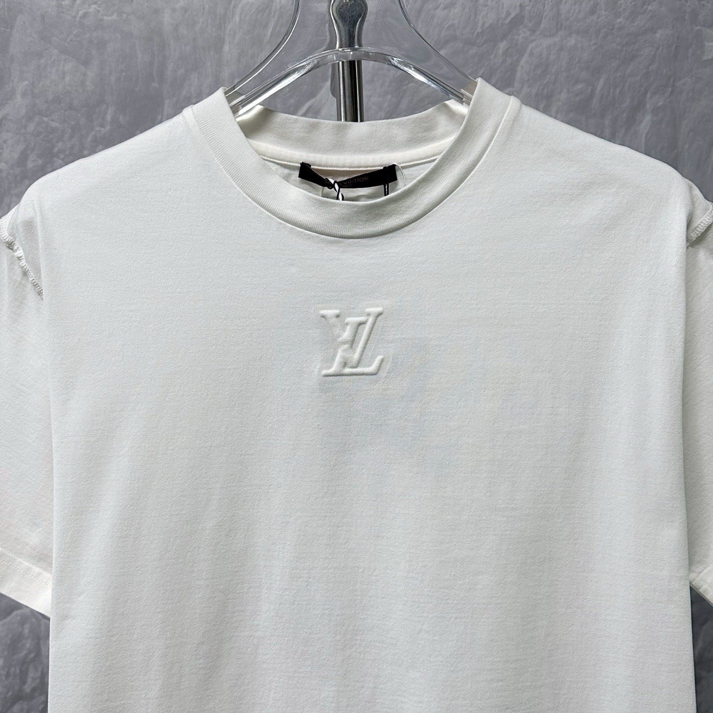 Louis Vuitton White Embossed Short-Sleeve T-Shirt — front