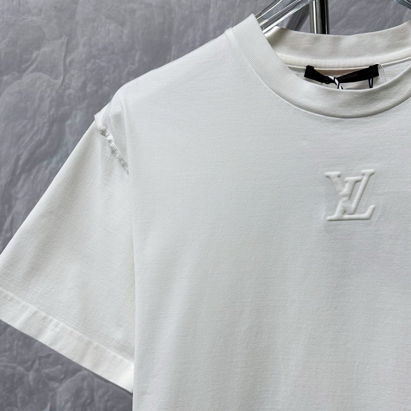 Louis Vuitton White Embossed Short-Sleeve T-Shirt — detail