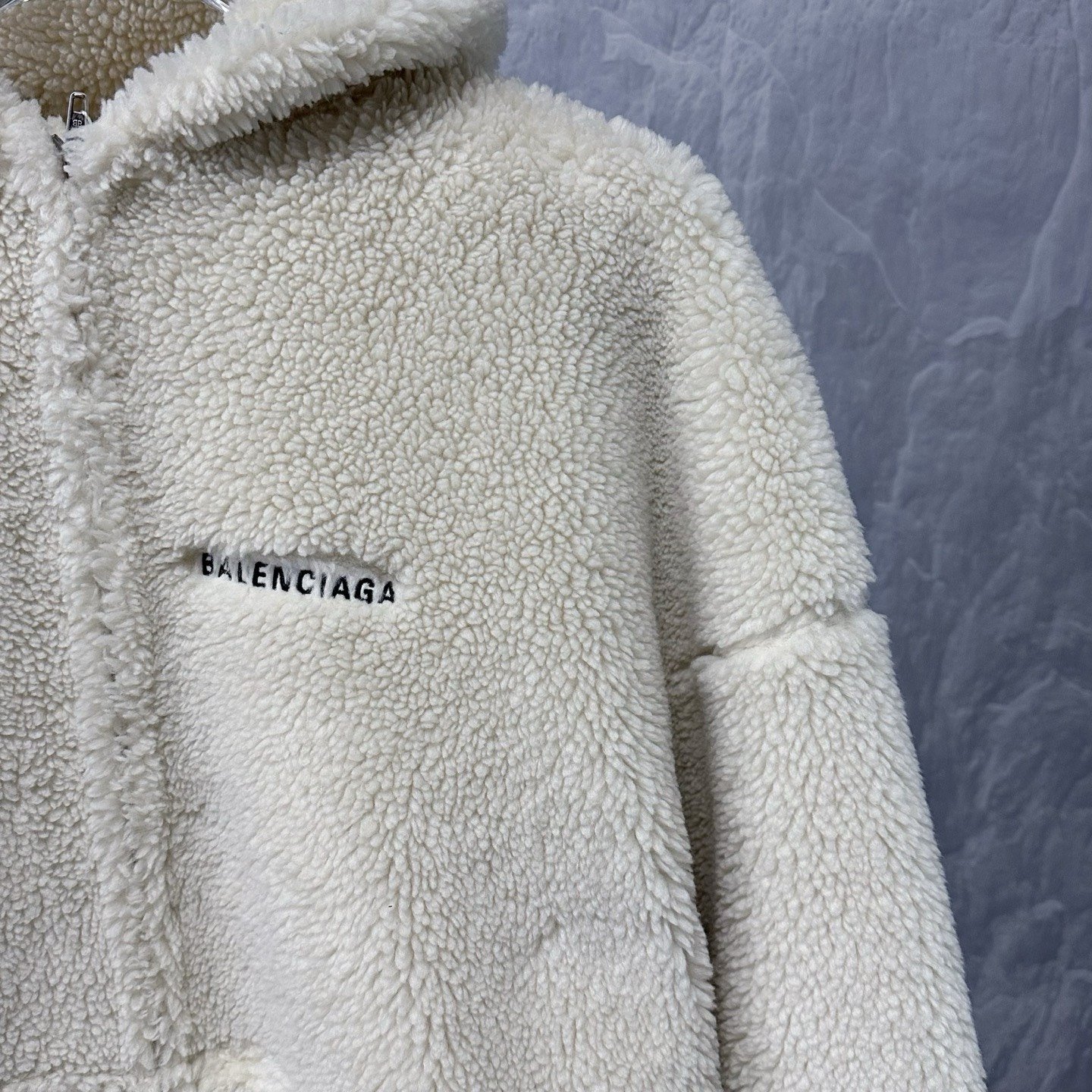 Balenciaga SS24 Teddy Logo Hooded Jacket — detail
