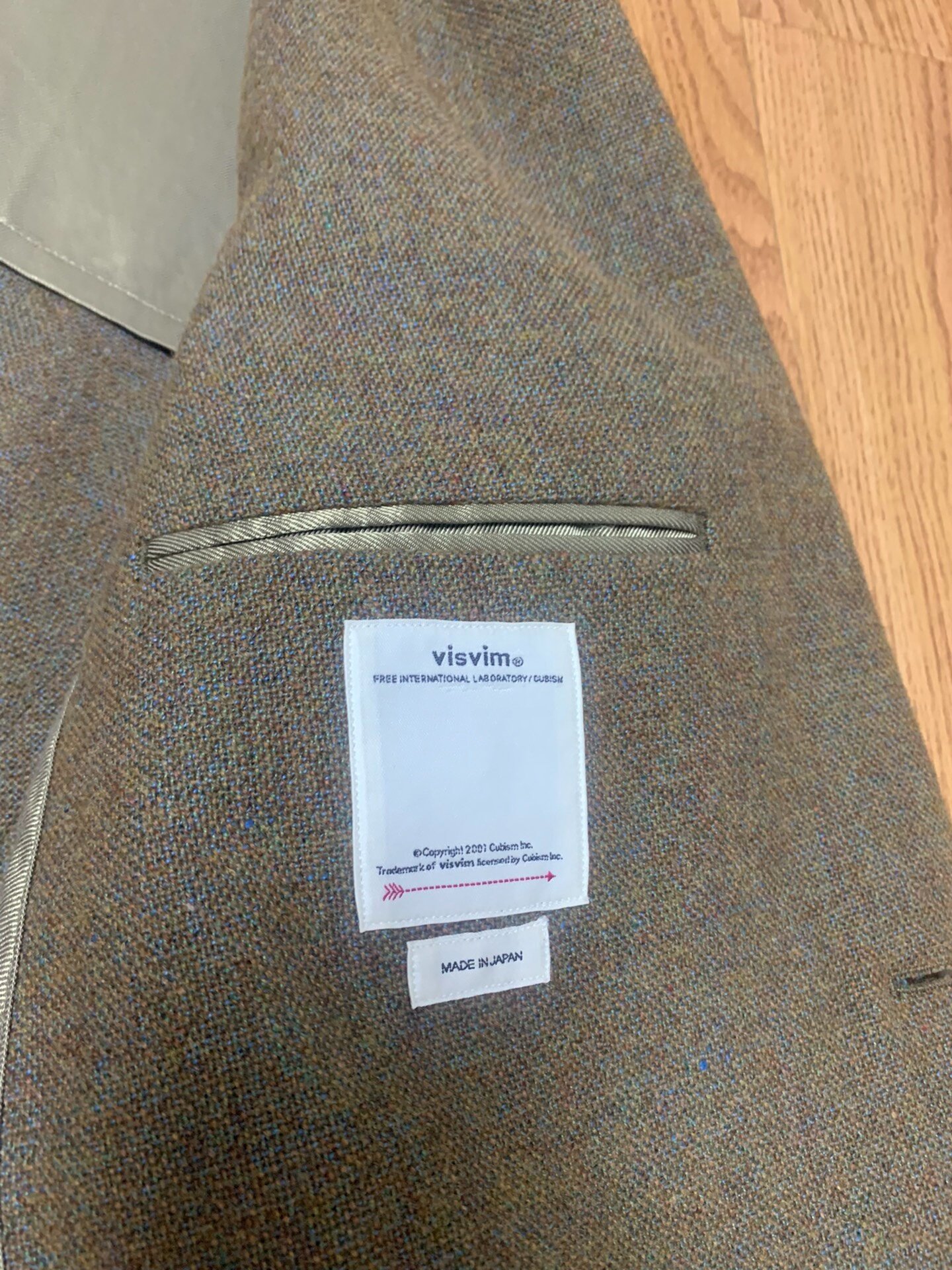 visvim 19ss verde tweed blazer — label