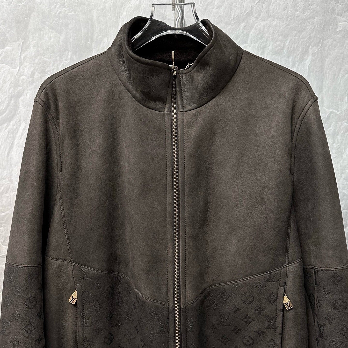 Louis Vuitton SS26 Monogram Stand Collar Coat — front