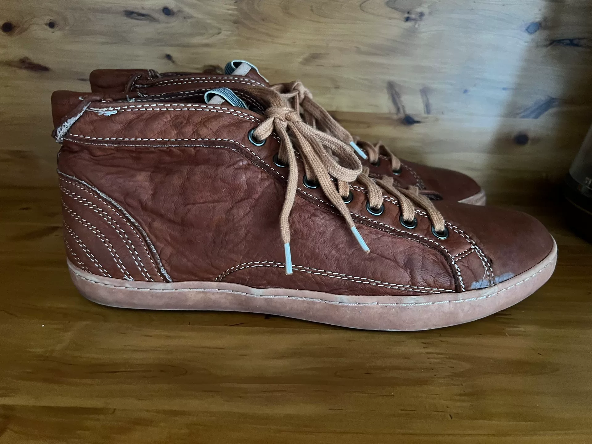 45rpm Italian Washed Leather Sneakers — detail
