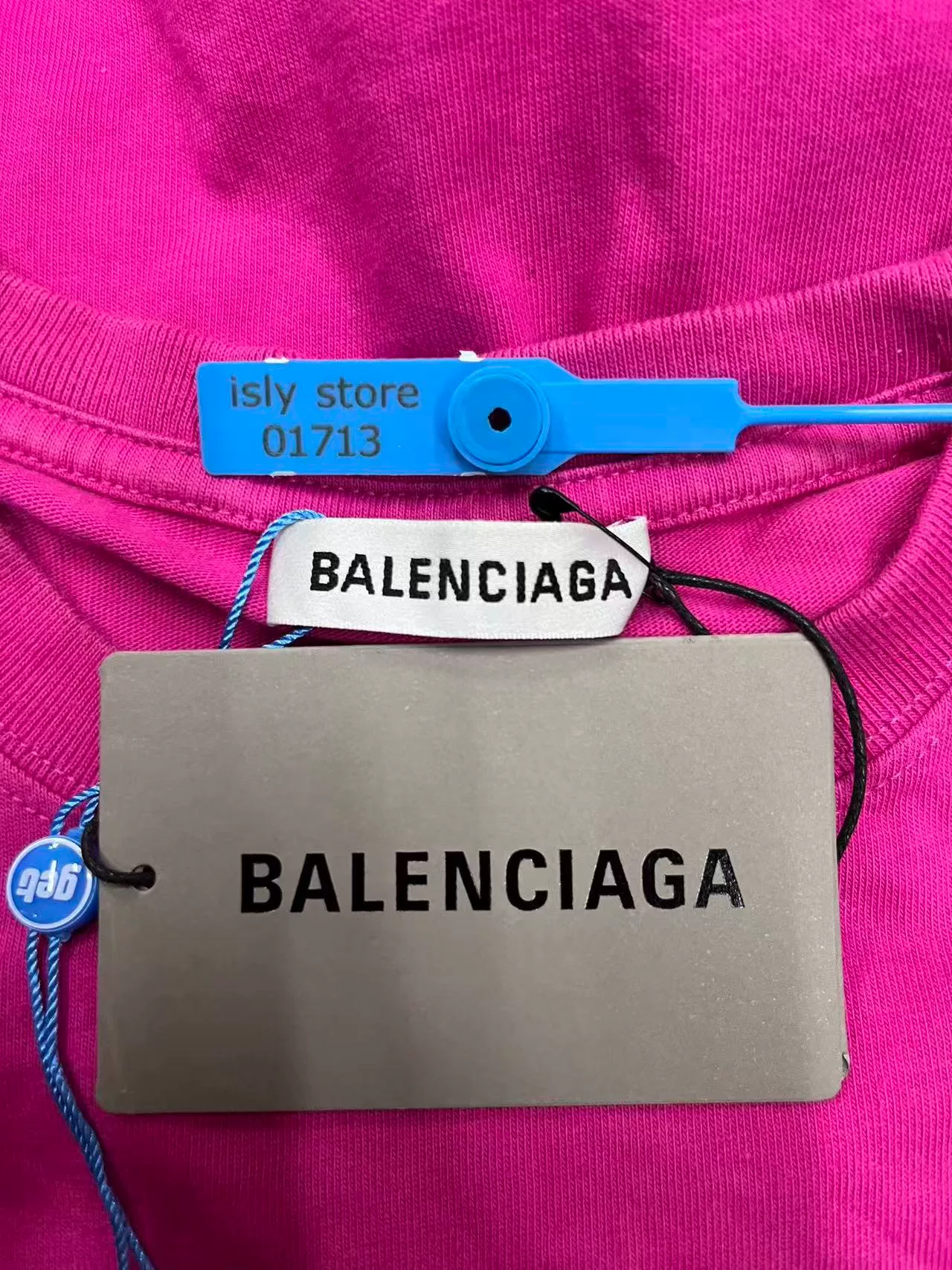 Balenciaga Small Logo Pink Short-Sleeve T-Shirt — label