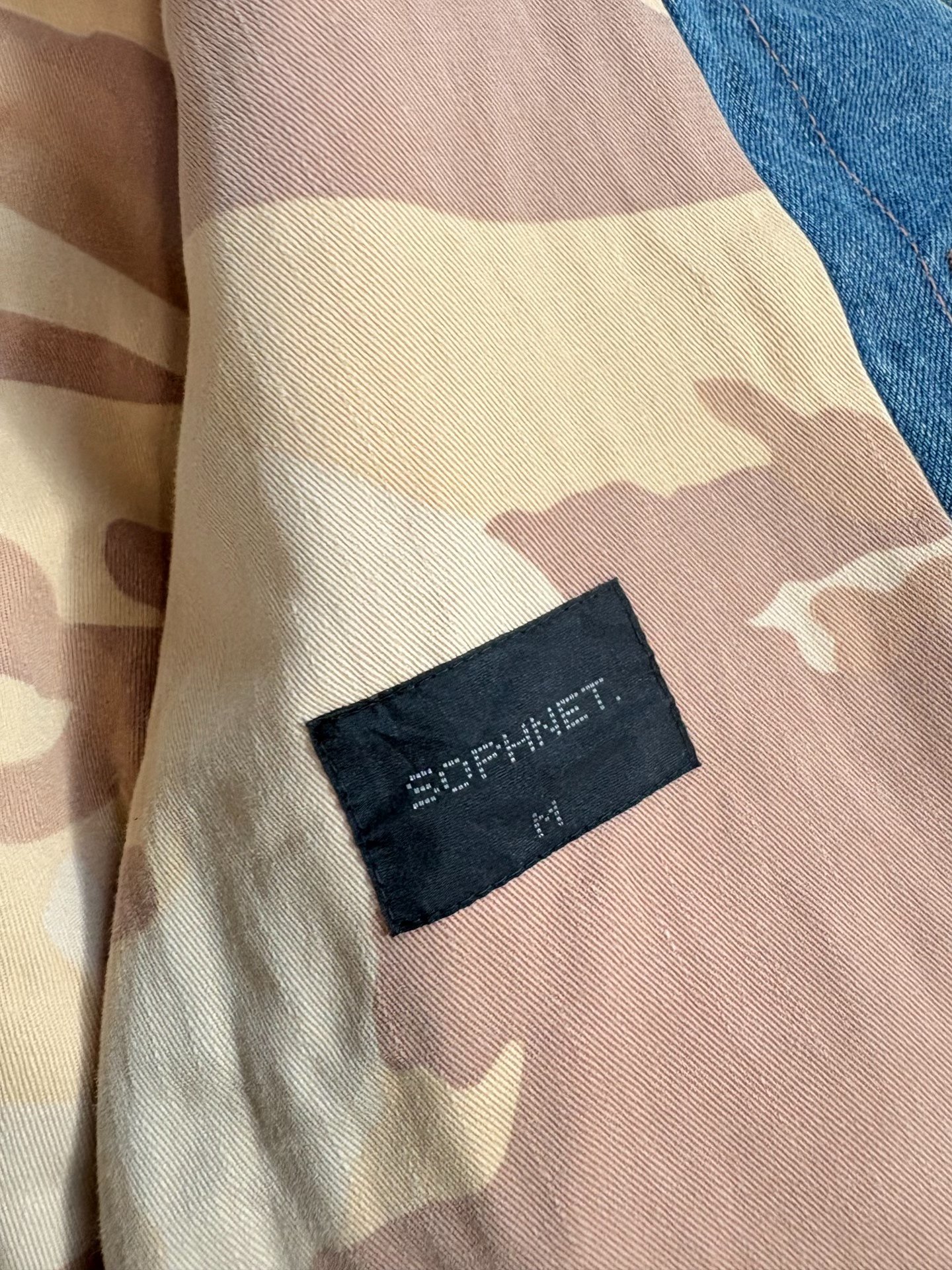 SOPHNET. Light Blue Denim Jacket — label