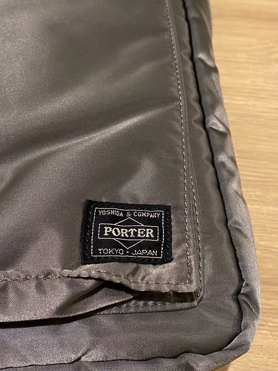 Porter Tanker 2way Silver-Gray Tote — label