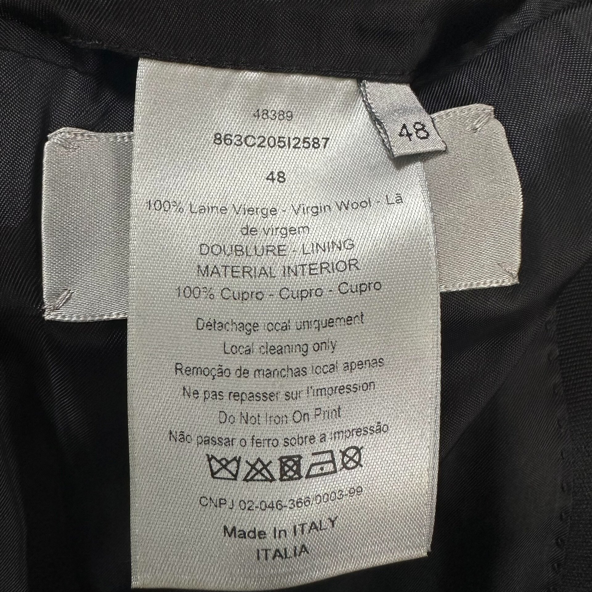 Dior Homme 18ss Wool Logo Suit Jacket — label