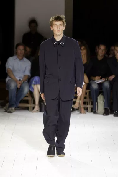 Yohji Yamamoto 03ss White Stitch Wool Jacket — detail