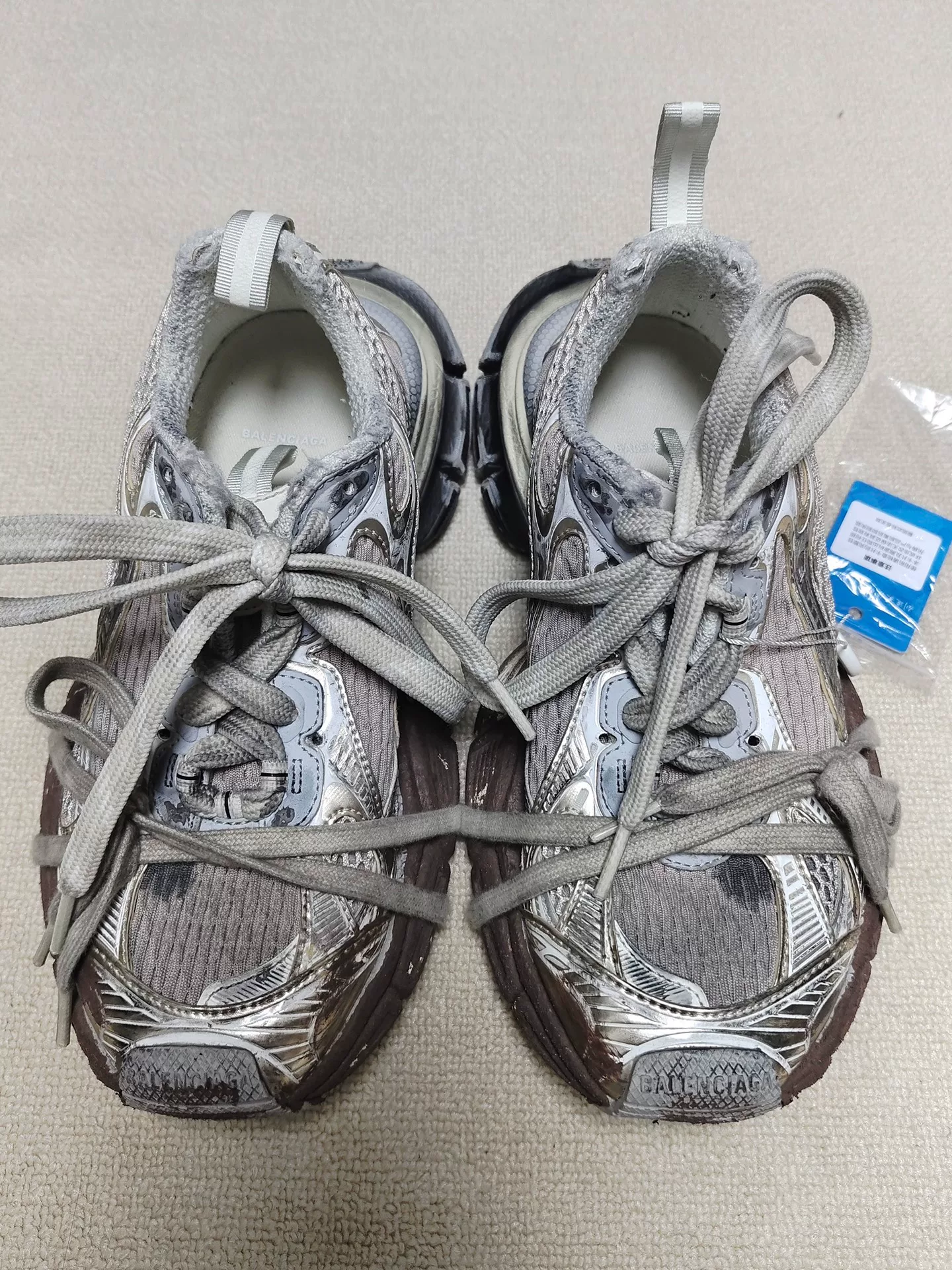 Balenciaga 3XL Mud-Dyed Low-Top Sneakers — back