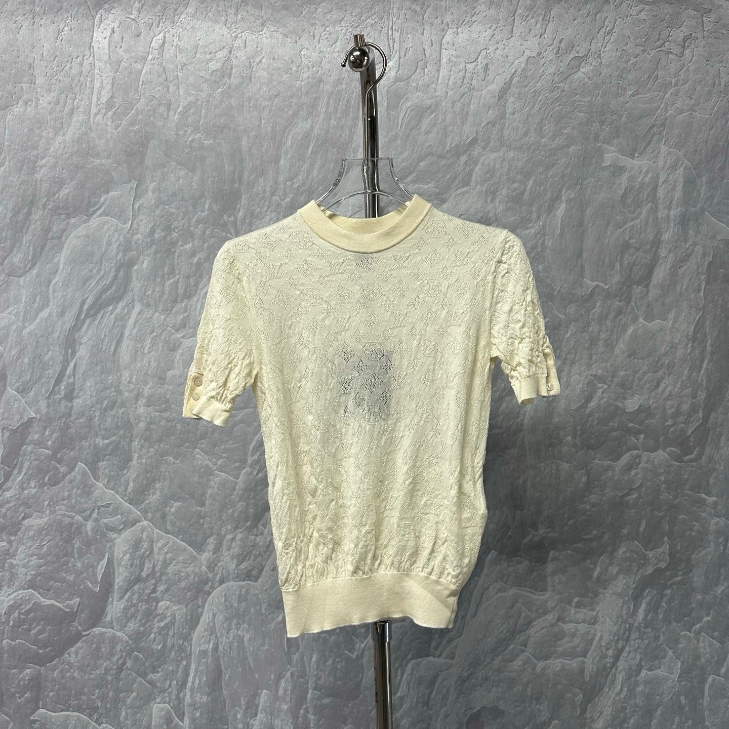 Louis Vuitton Openwork Knit Wool Short Sleeve