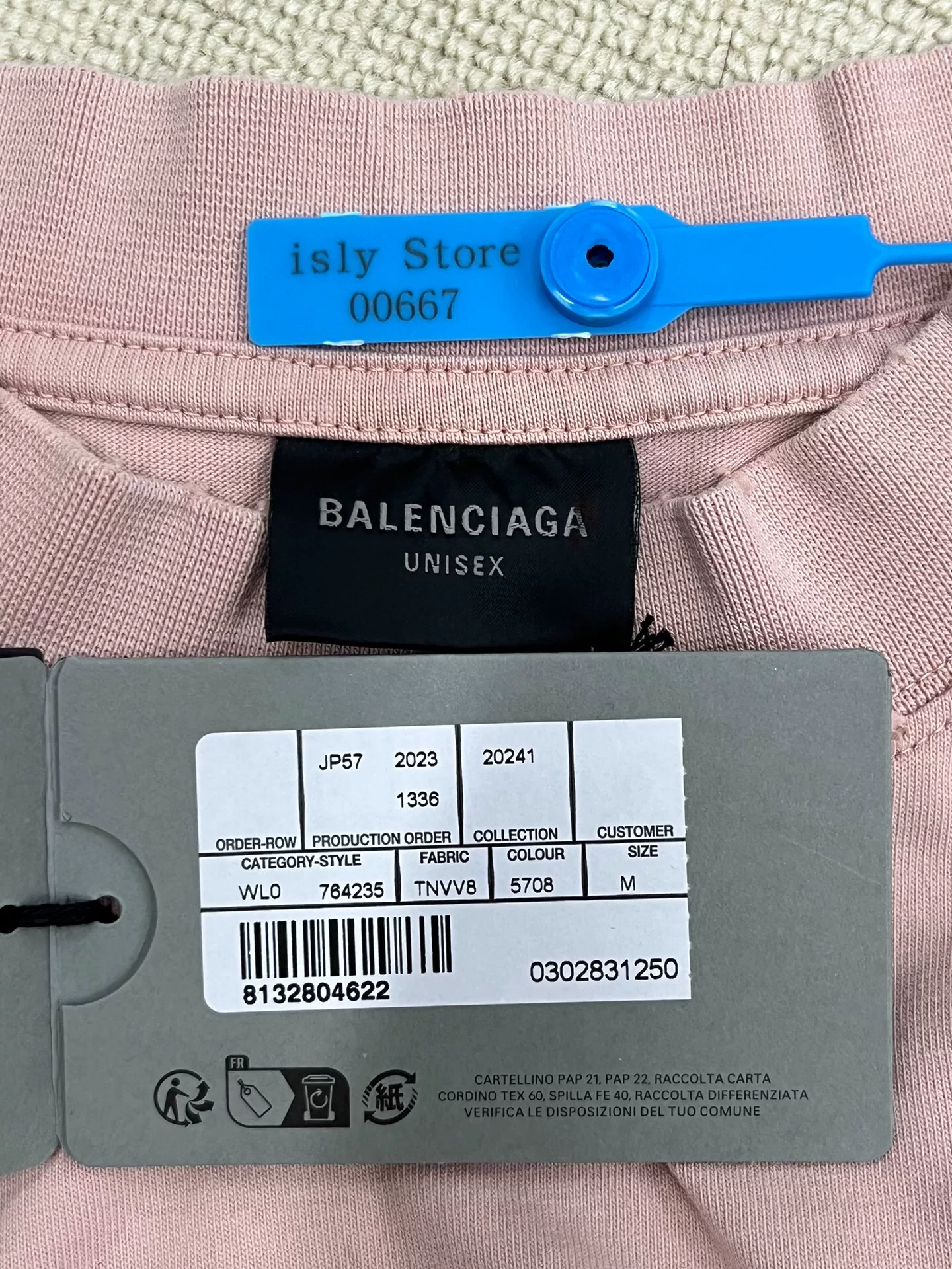 Balenciaga Pink Letter Print Short Sleeve T-shirt — back