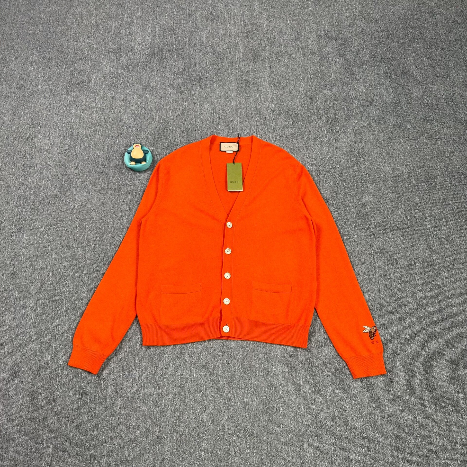 Gucci Orange Bee Embroidery Cardigan