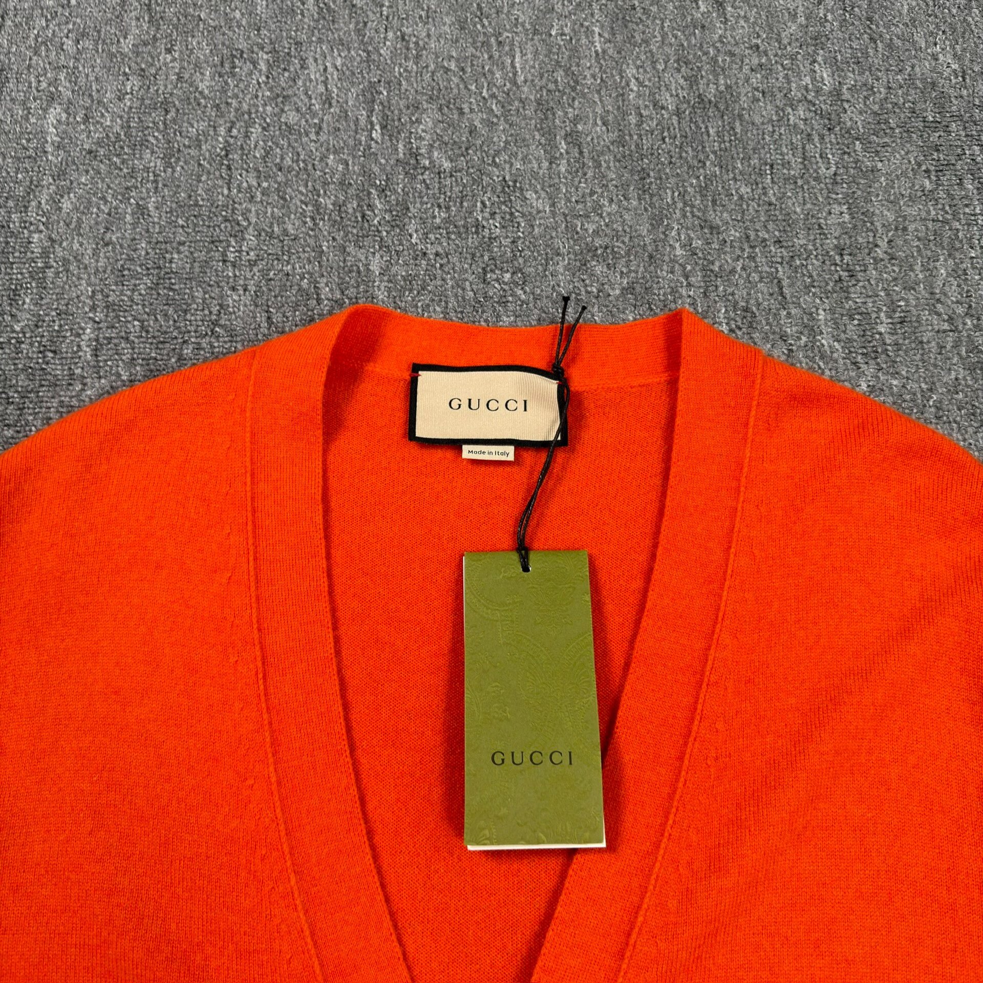 Gucci Orange Bee Embroidery Cardigan — detail
