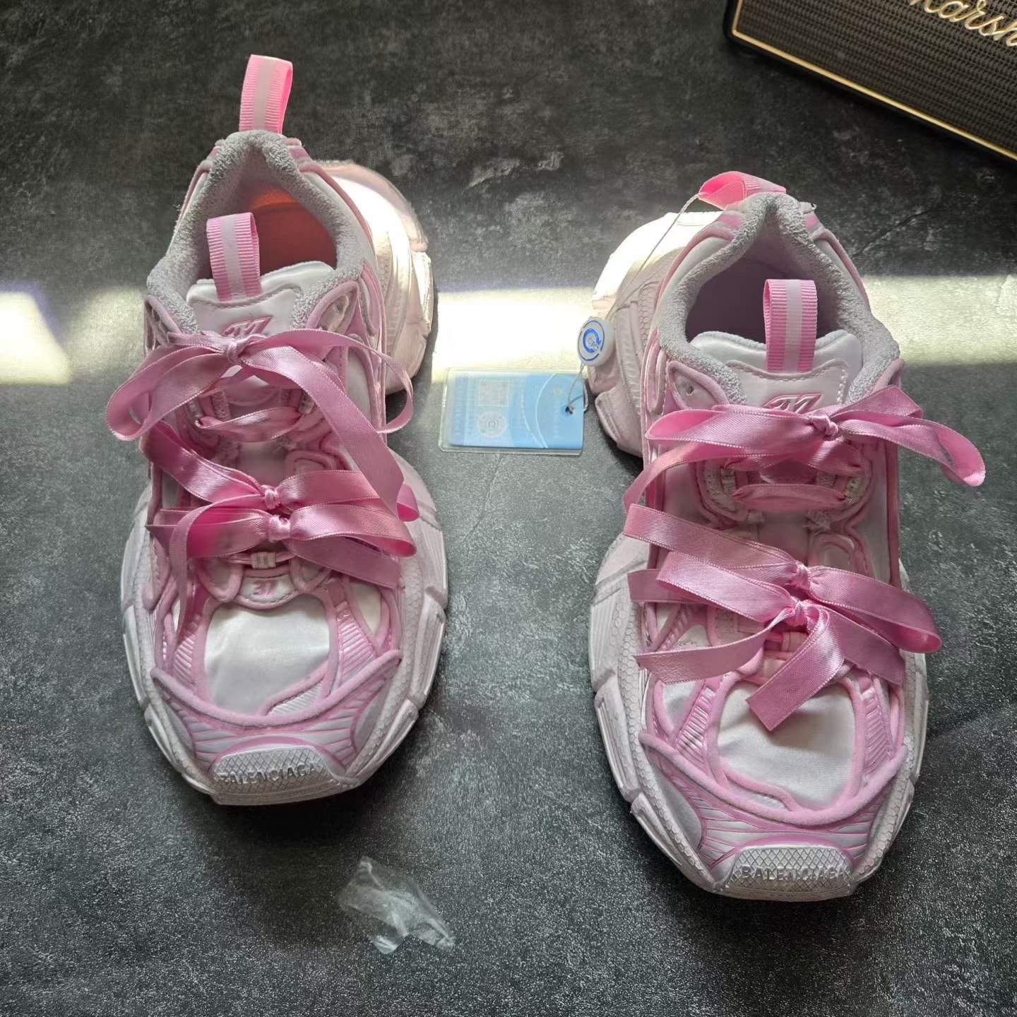 Balenciaga 3XL Pink White Bow Dad Shoes — front