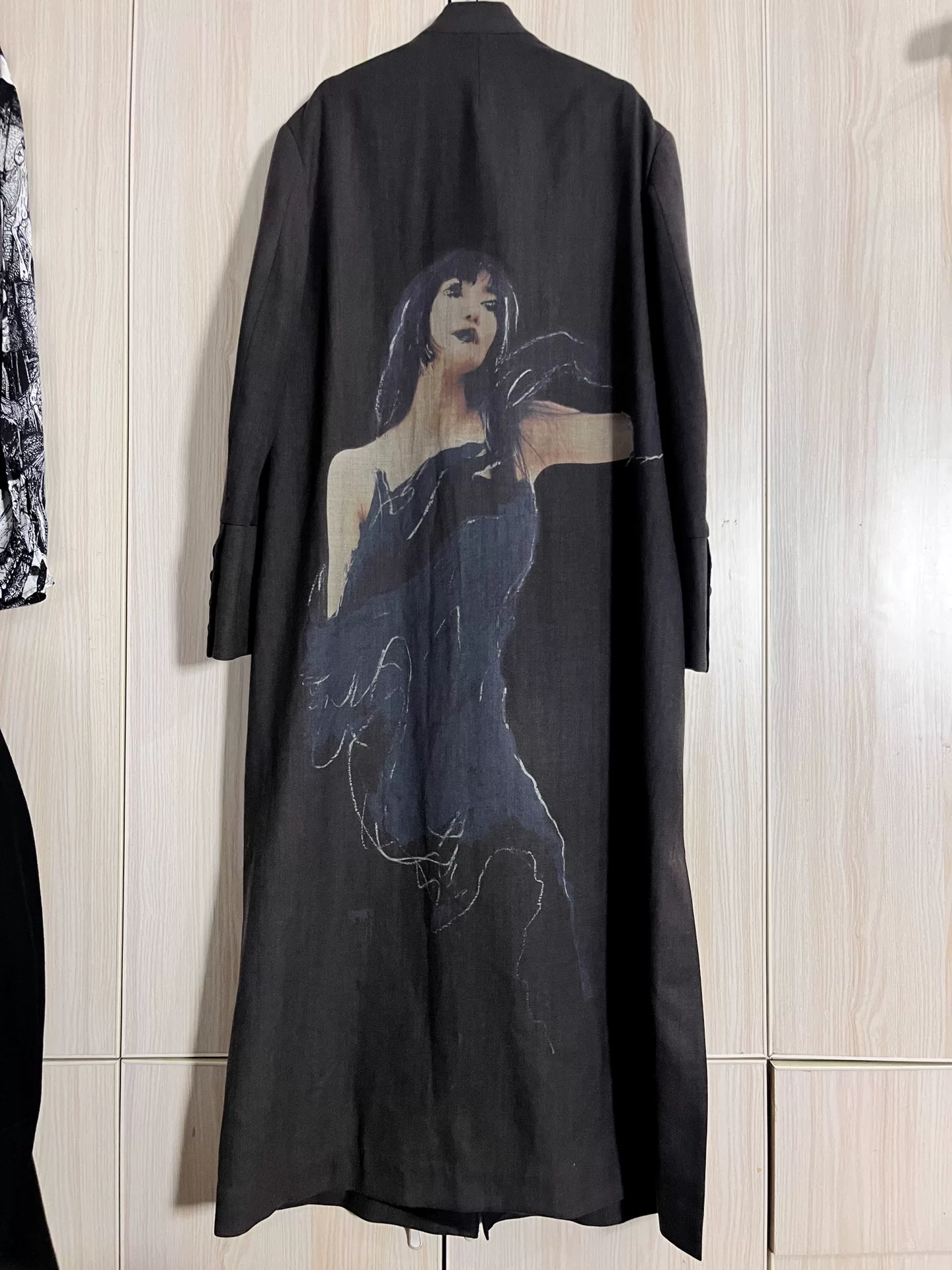 Yohji Yamamoto Dark Brown Napoleon Coat — detail