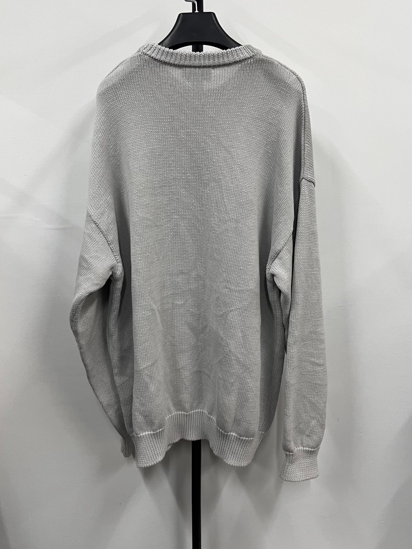 Balenciaga FW22 Gray Embroidered Logo Sweater — front