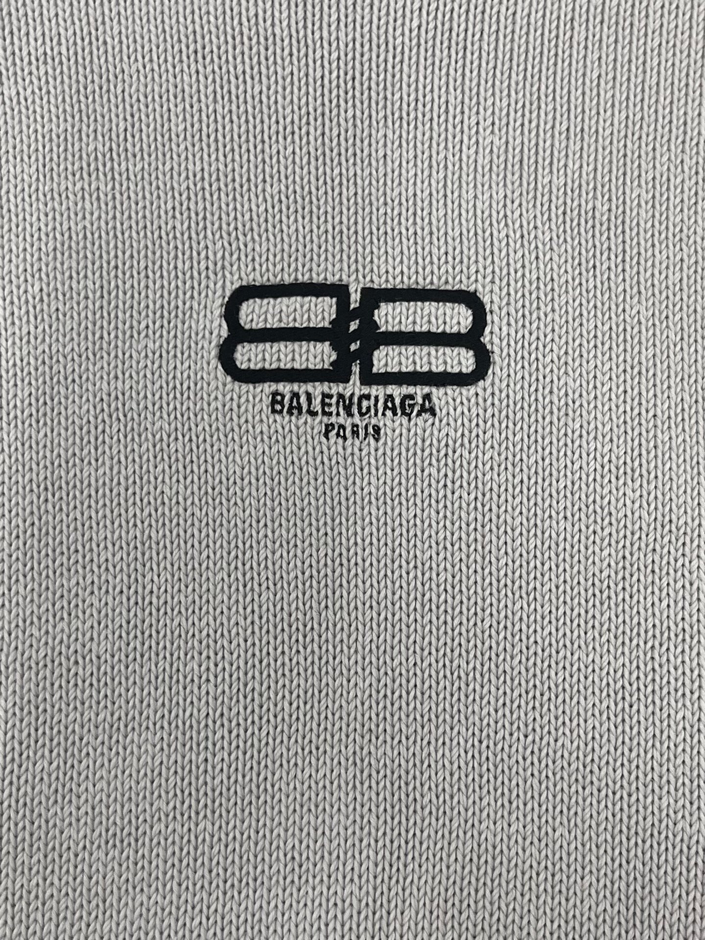 Balenciaga FW22 Gray Embroidered Logo Sweater — detail