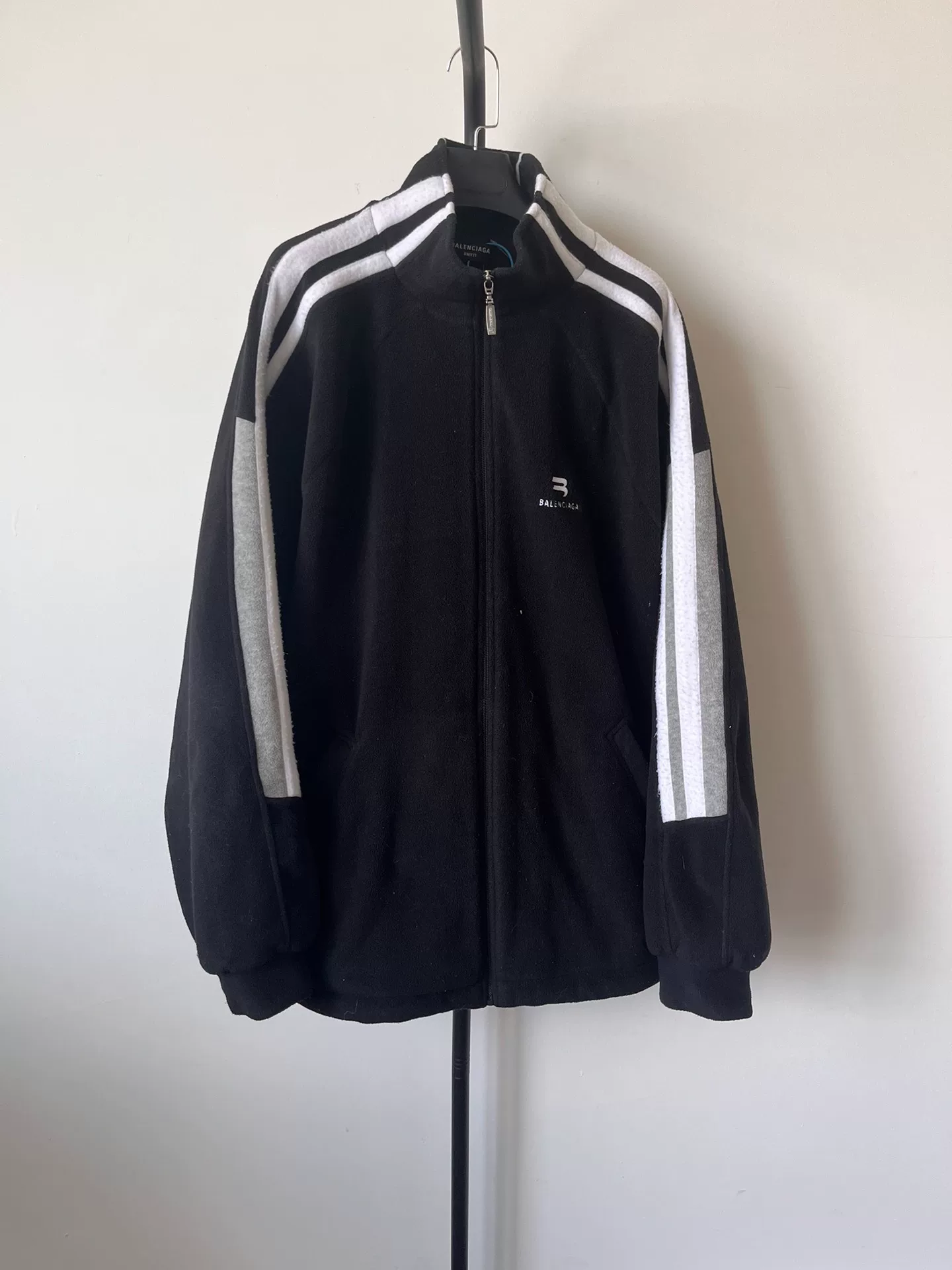 Balenciaga Black Oversized Stripe Logo Jacket