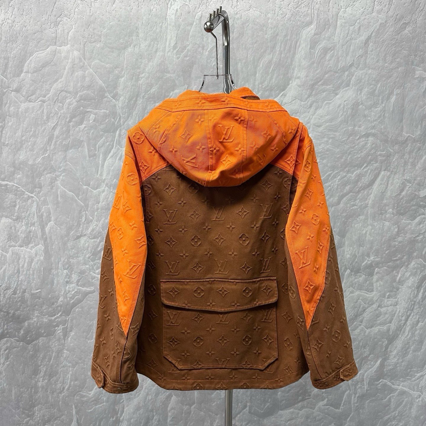 Louis Vuitton Relief Print Denim Hooded Jacket — back