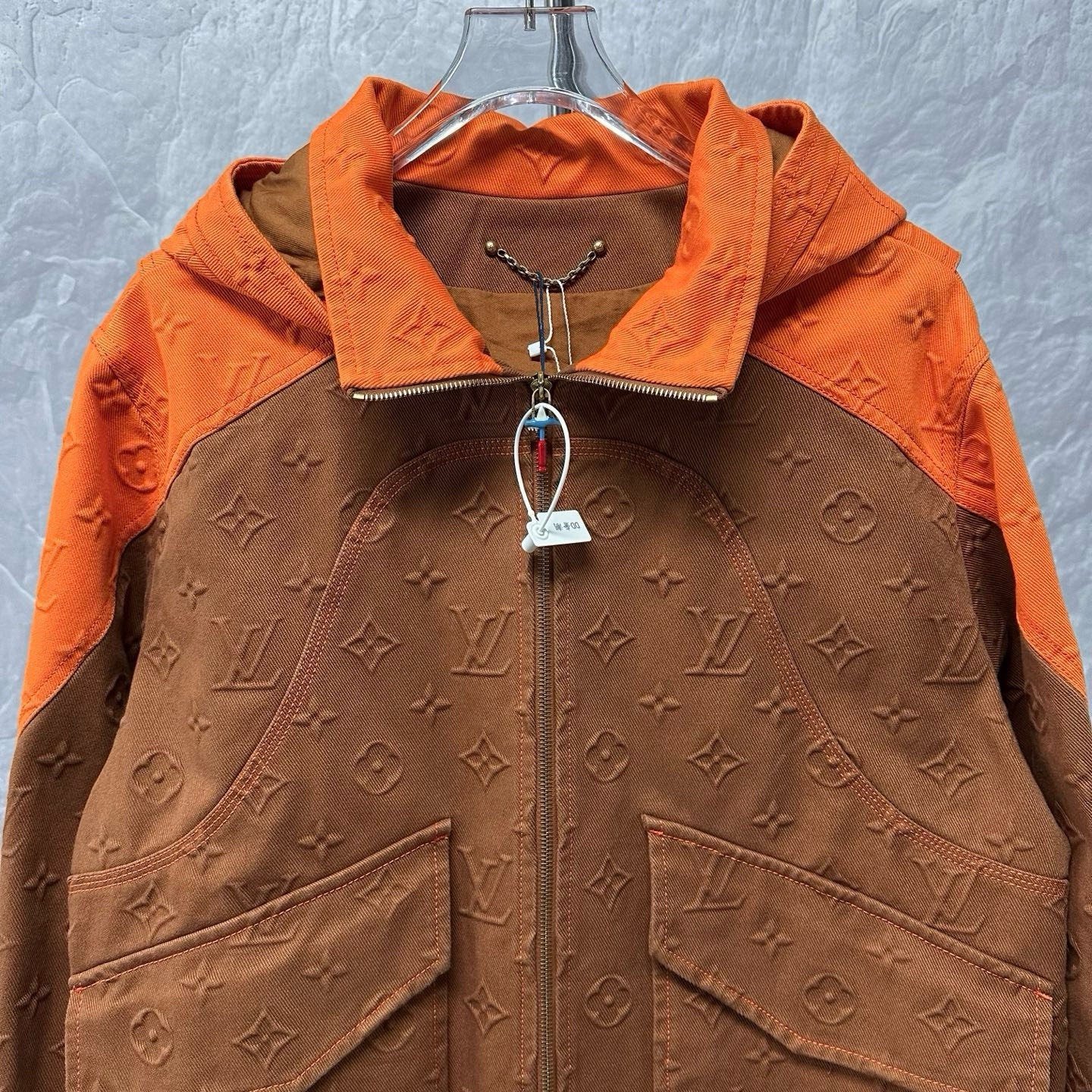 Louis Vuitton Relief Print Denim Hooded Jacket — front