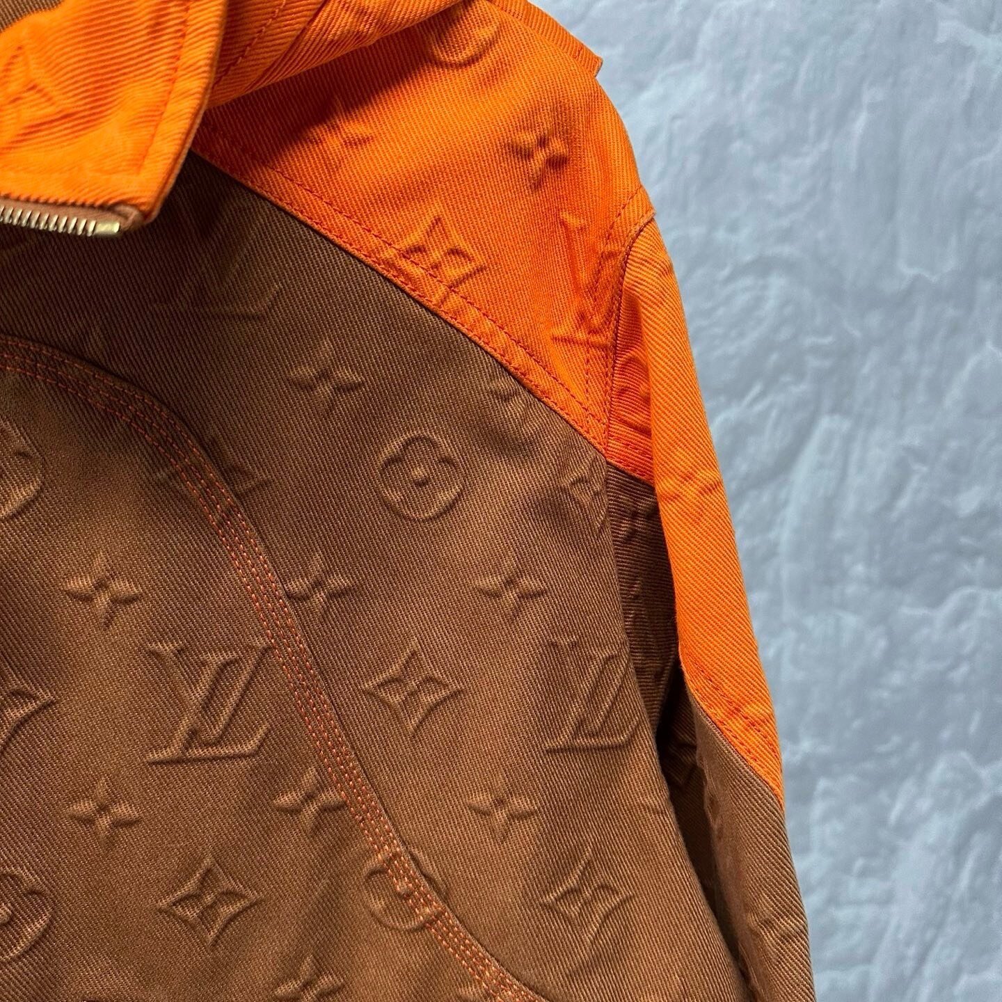 Louis Vuitton Relief Print Denim Hooded Jacket — detail