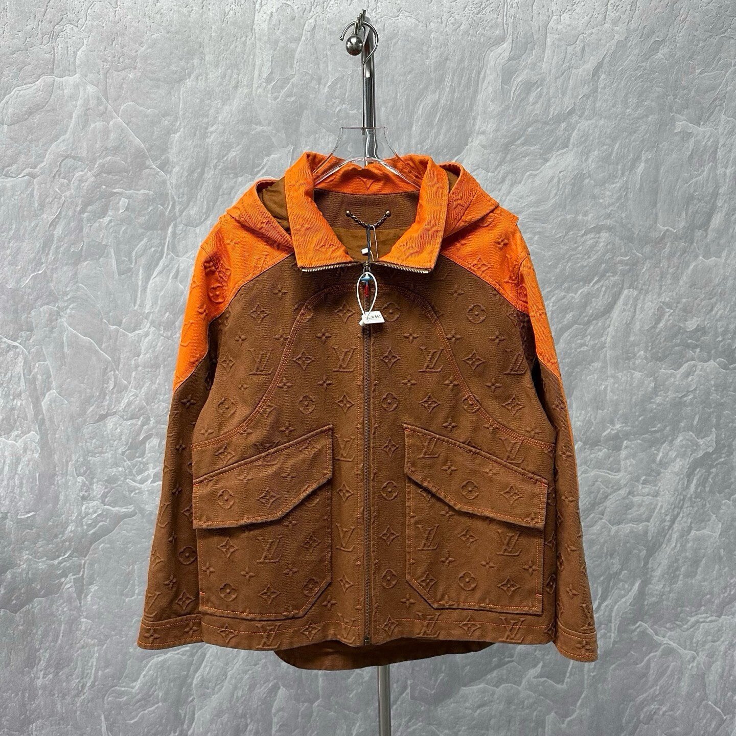 Louis Vuitton Relief Print Denim Hooded Jacket