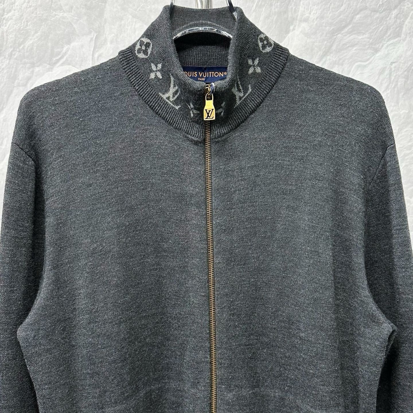 Louis Vuitton SS25 Cuff Logo Knit Jacket — detail