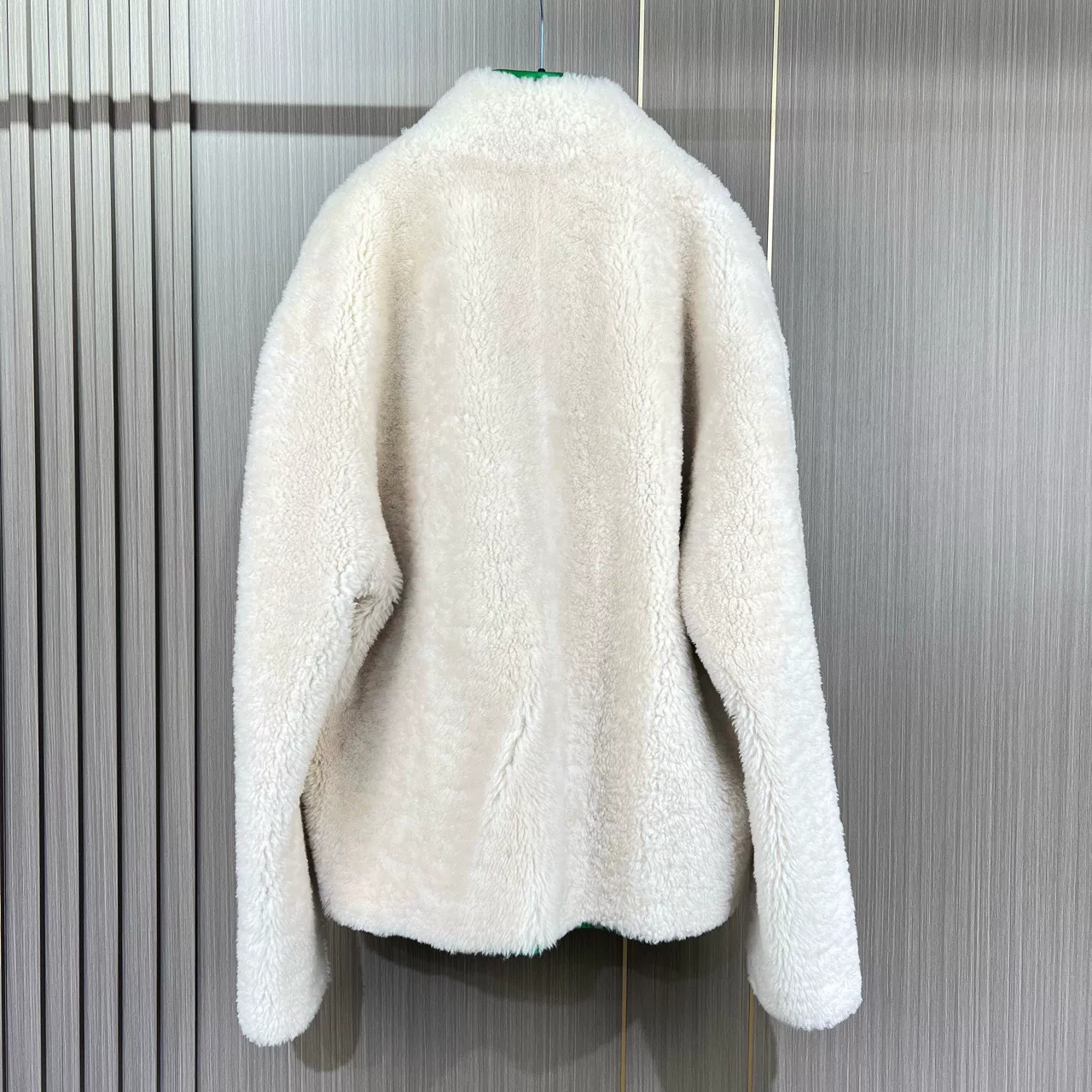 Louis Vuitton White Shearling Monogram Jacket — front