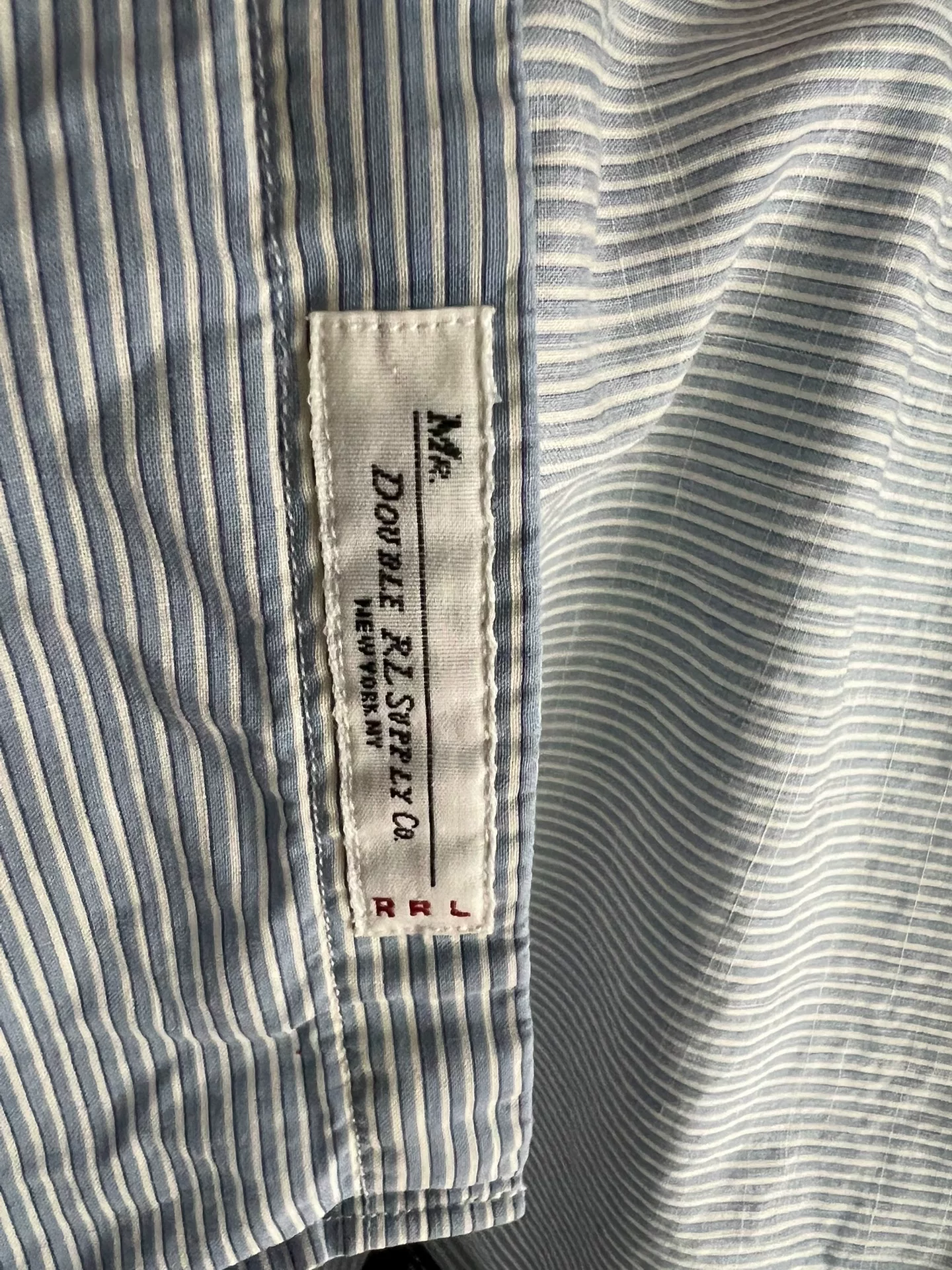 RRL Double RL Striped Long-Sleeve Shirt — label
