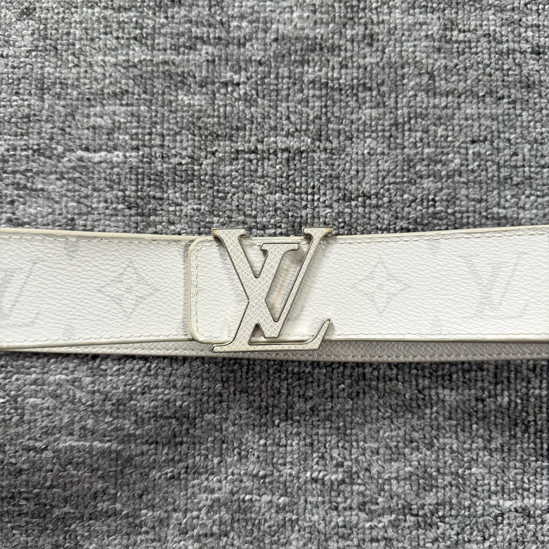 Louis Vuitton White All-Over Print Belt — front