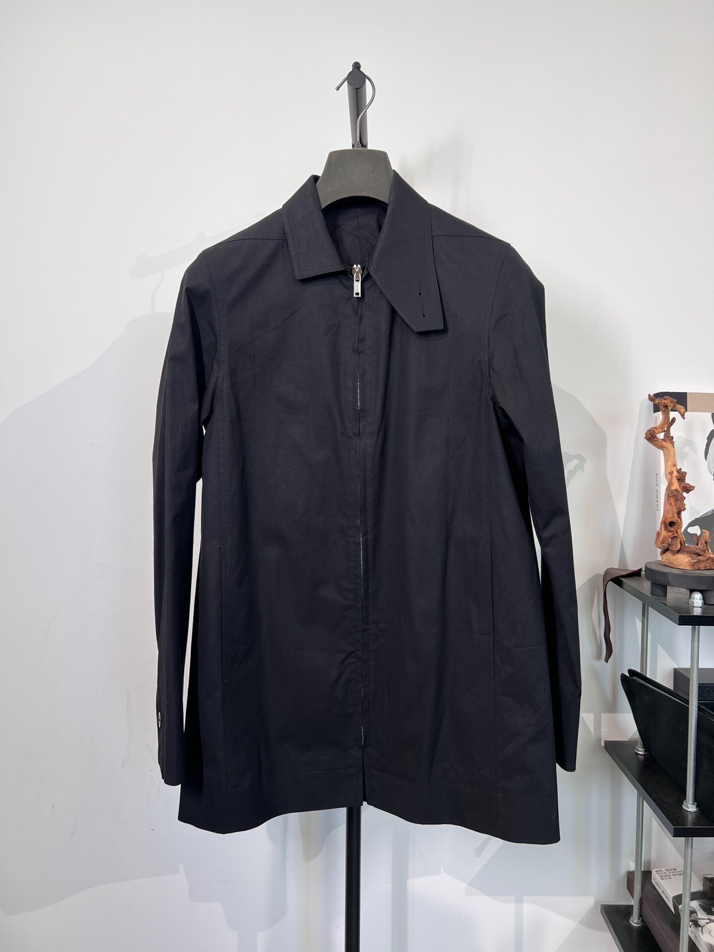 Rick Owens Mid-Length Black Windbreaker
