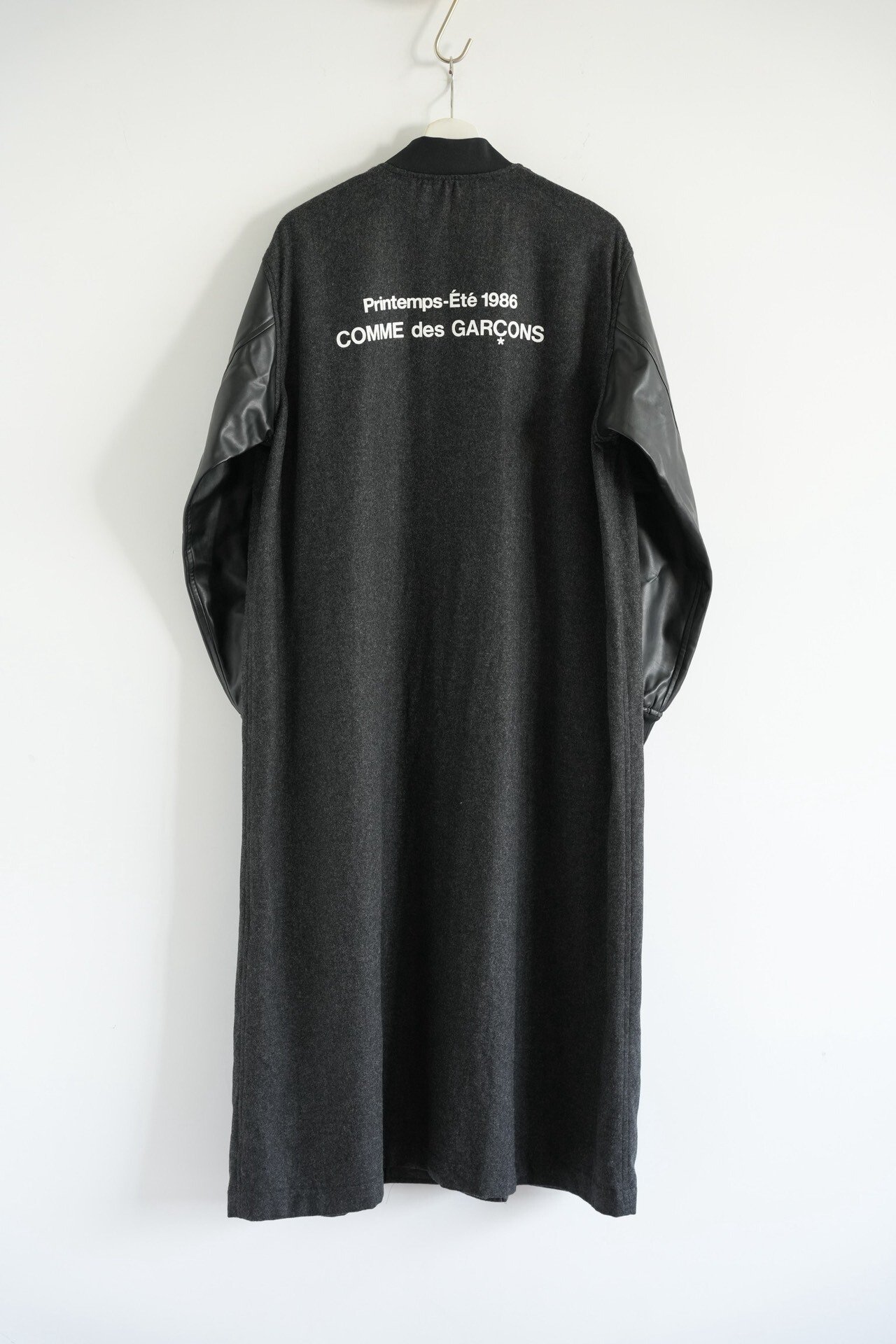 Comme des Garçons Leather Sleeve Wool Staff Coat