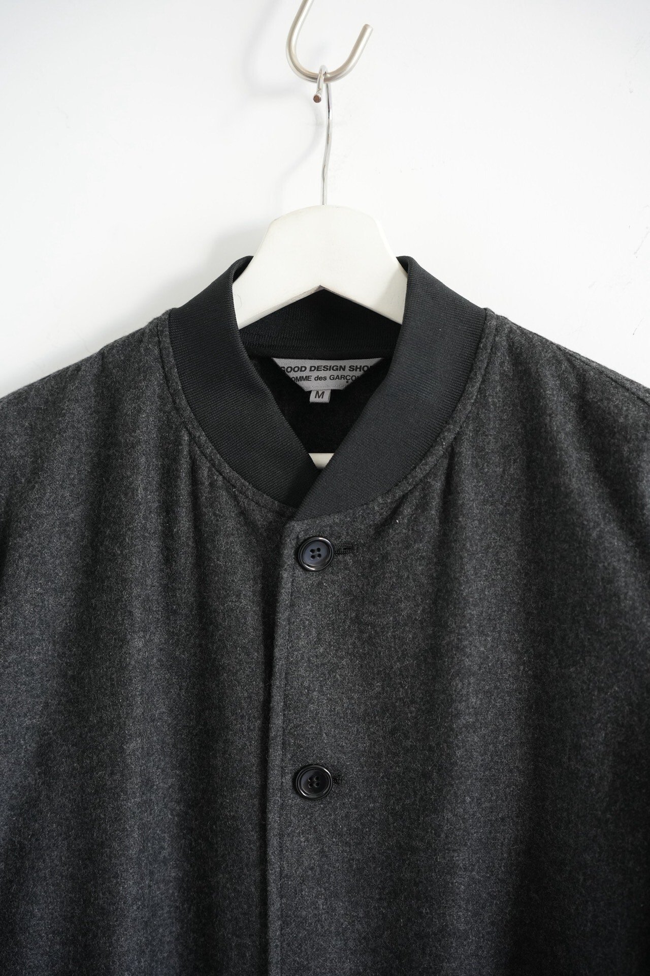 Comme des Garçons Leather Sleeve Wool Staff Coat — back