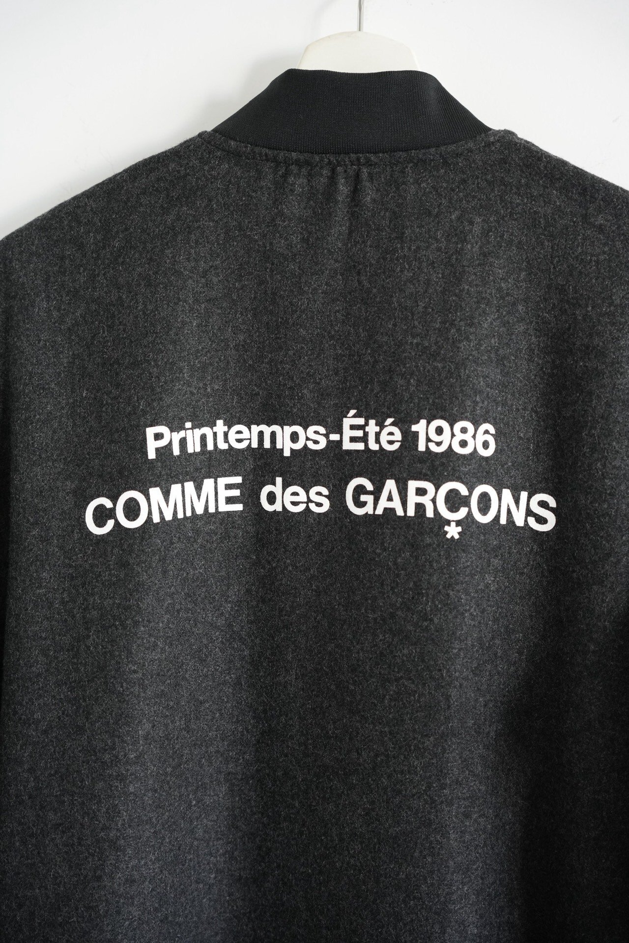Comme des Garçons Leather Sleeve Wool Staff Coat — detail