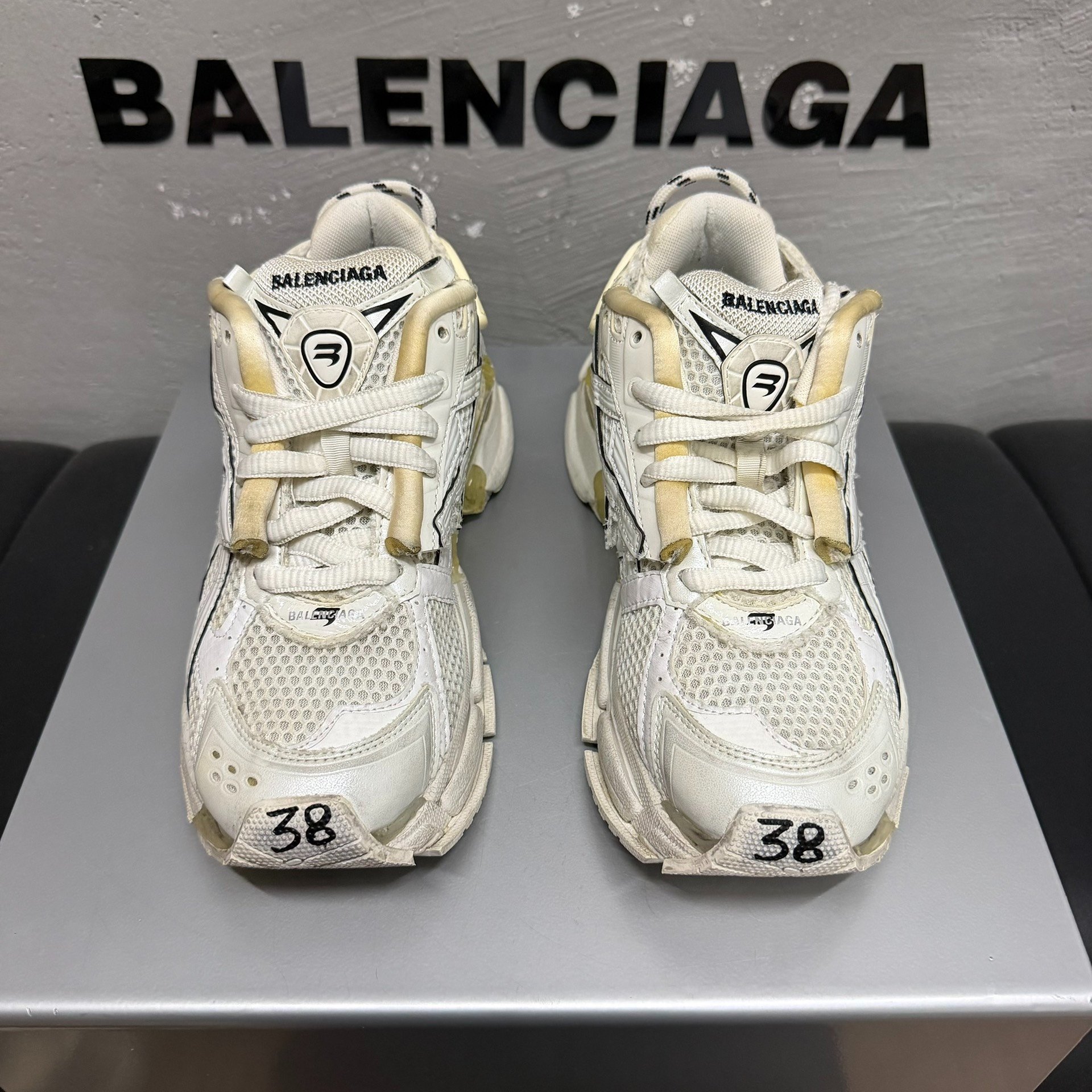 Balenciaga Runner White Distressed — front