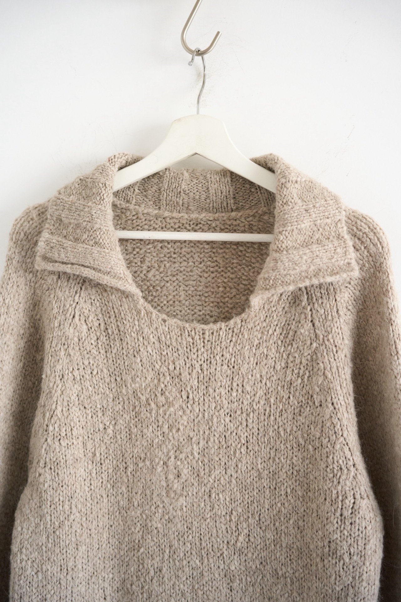 Yohji Yamamoto 22AW Seagull Collar Chunky Knit Sweater — detail