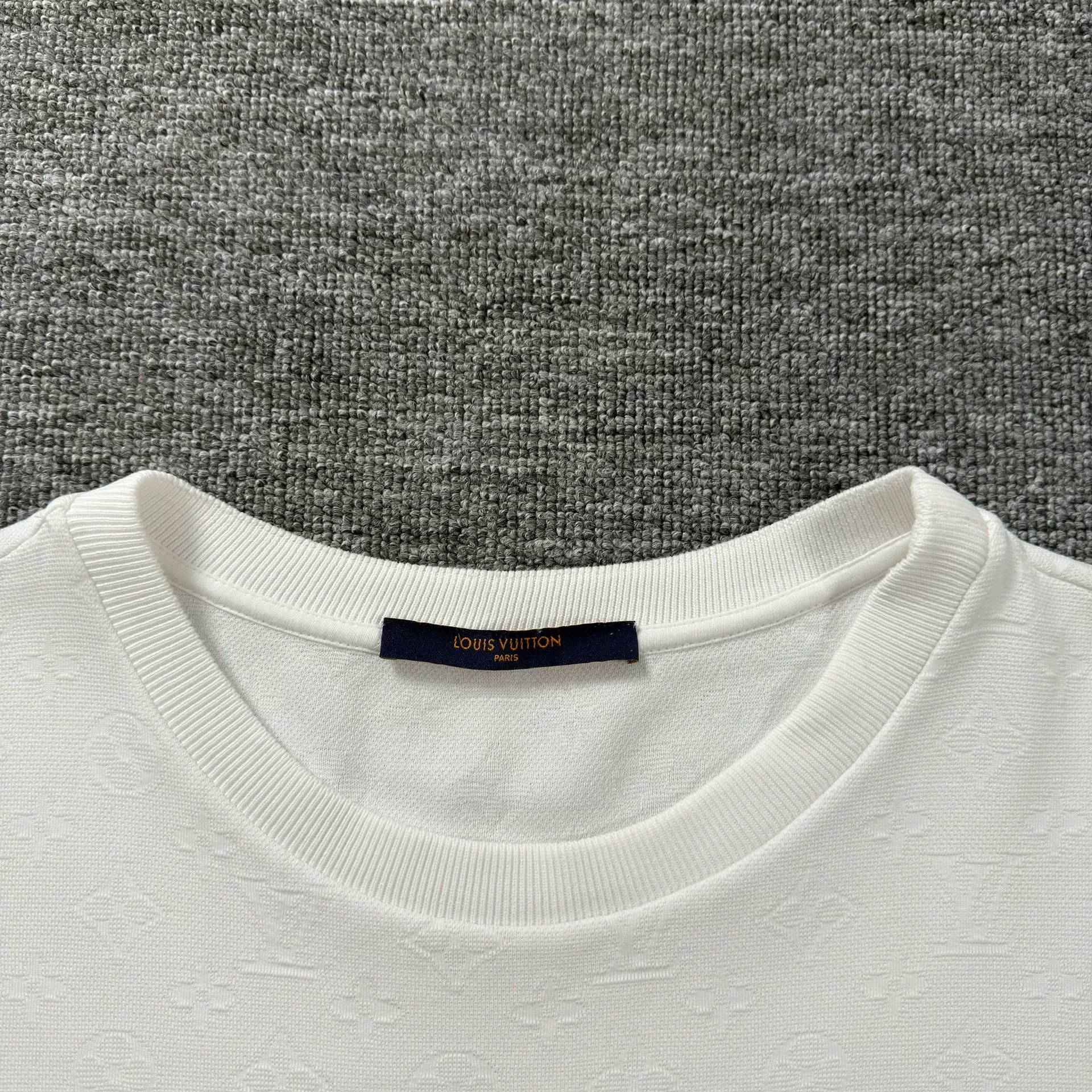 Louis Vuitton White Embossed Pocket T-Shirt — front