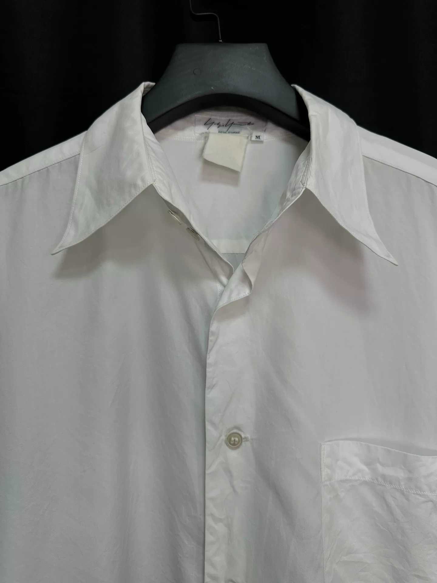 Yohji Yamamoto 94AW Pointed Collar White Cotton Shirt — label