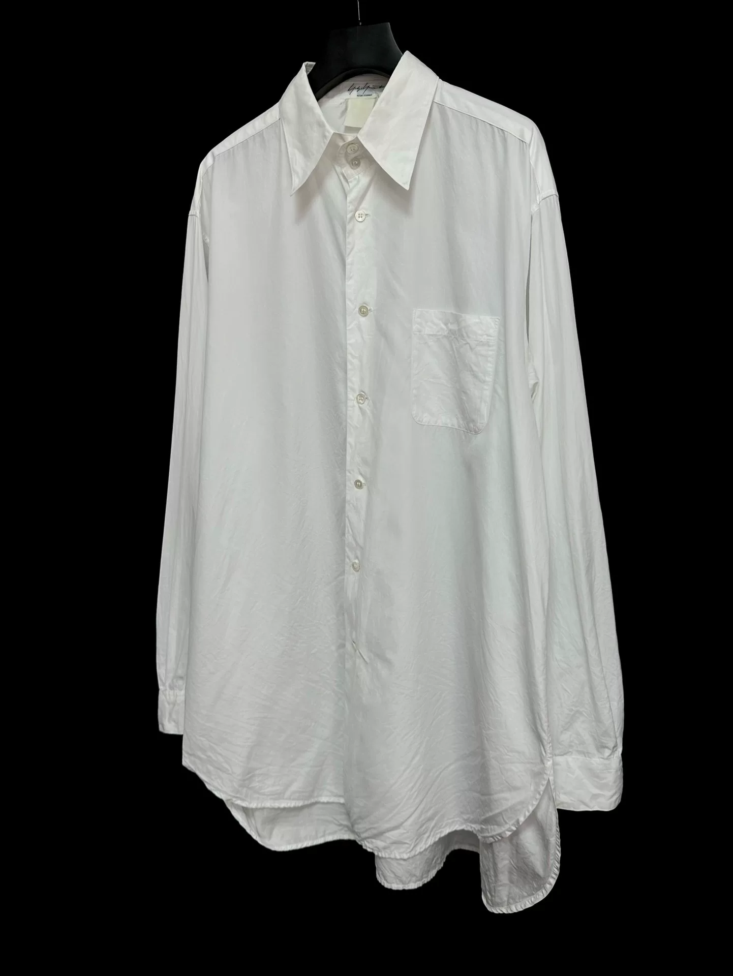 Yohji Yamamoto 94AW Pointed Collar White Cotton Shirt — back